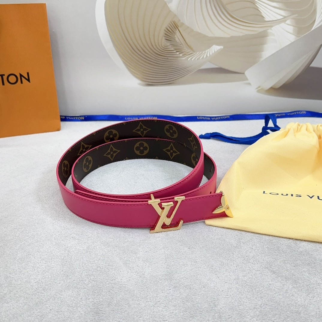 Louis Vuitton Pretty 30mm Reversible Belt Dark Pink Calfskin