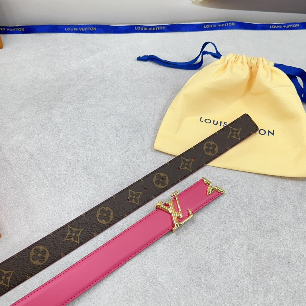Louis Vuitton Pretty 30mm Reversible Belt Dark Pink Calfskin