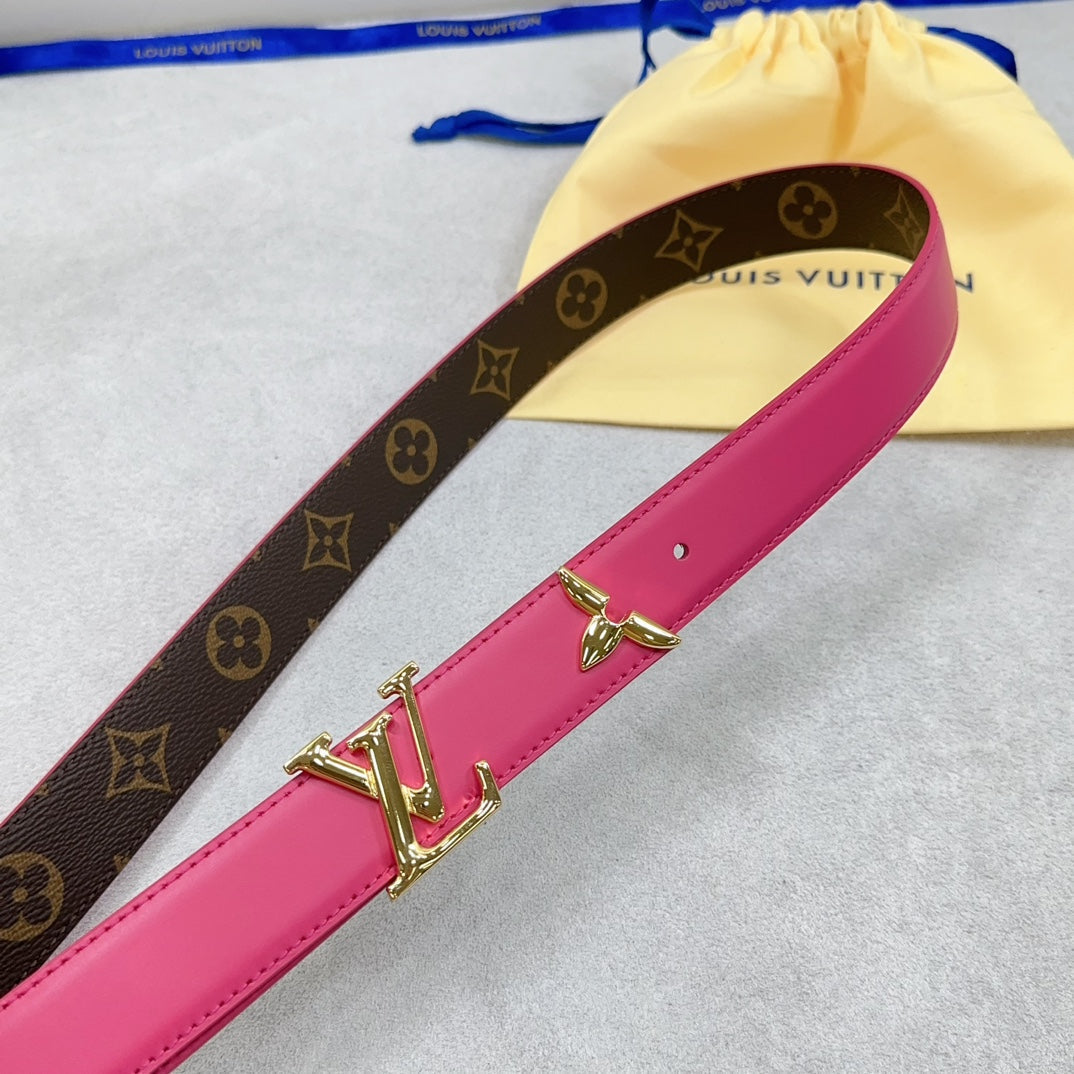 Louis Vuitton Pretty 30mm Reversible Belt Dark Pink Calfskin