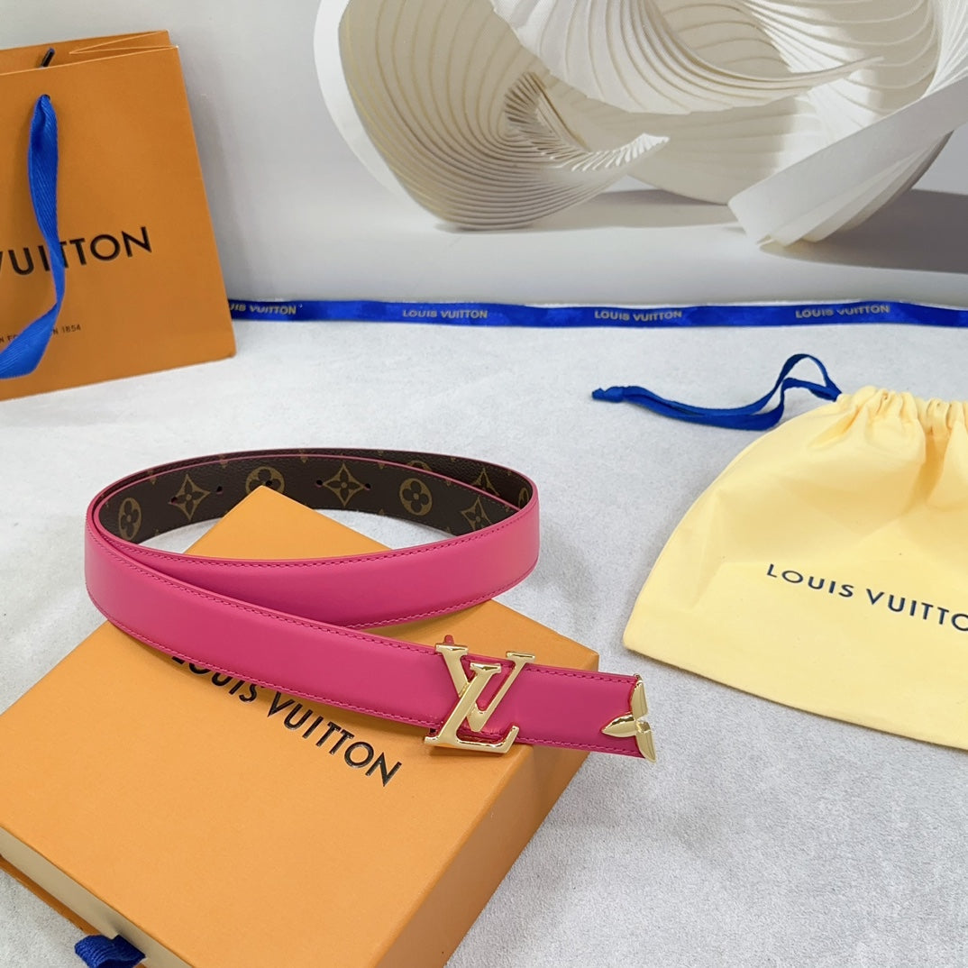 Louis Vuitton Pretty 30mm Reversible Belt Dark Pink Calfskin