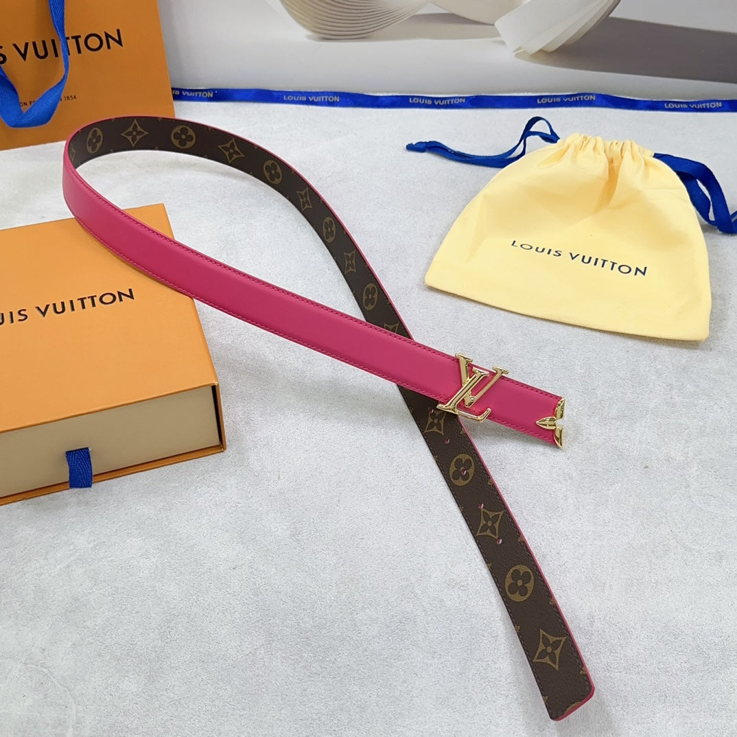 Louis Vuitton Pretty 30mm Reversible Belt Dark Pink Calfskin