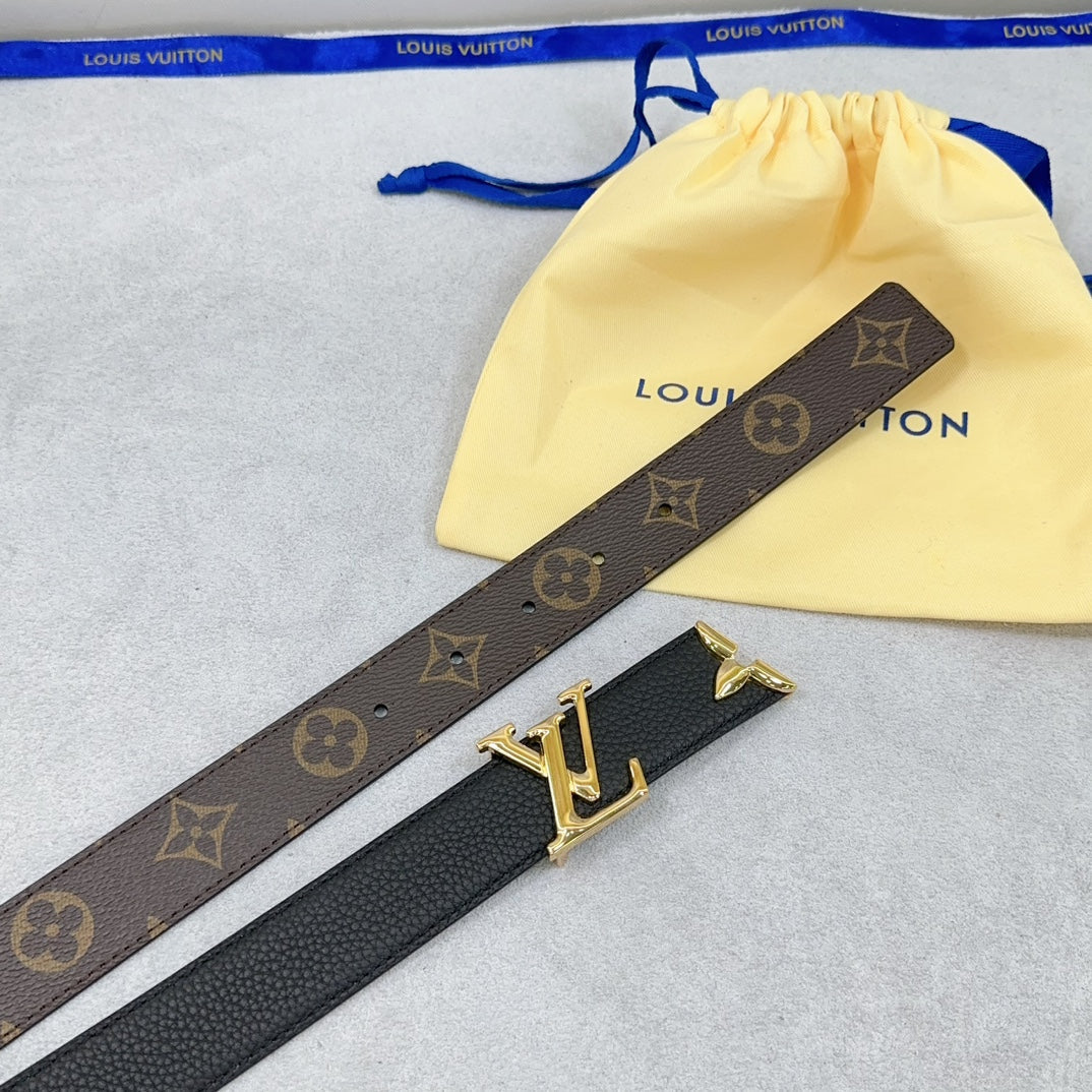 Louis Vuitton Pretty 30mm Reversible Belt Black Grained Calfskin