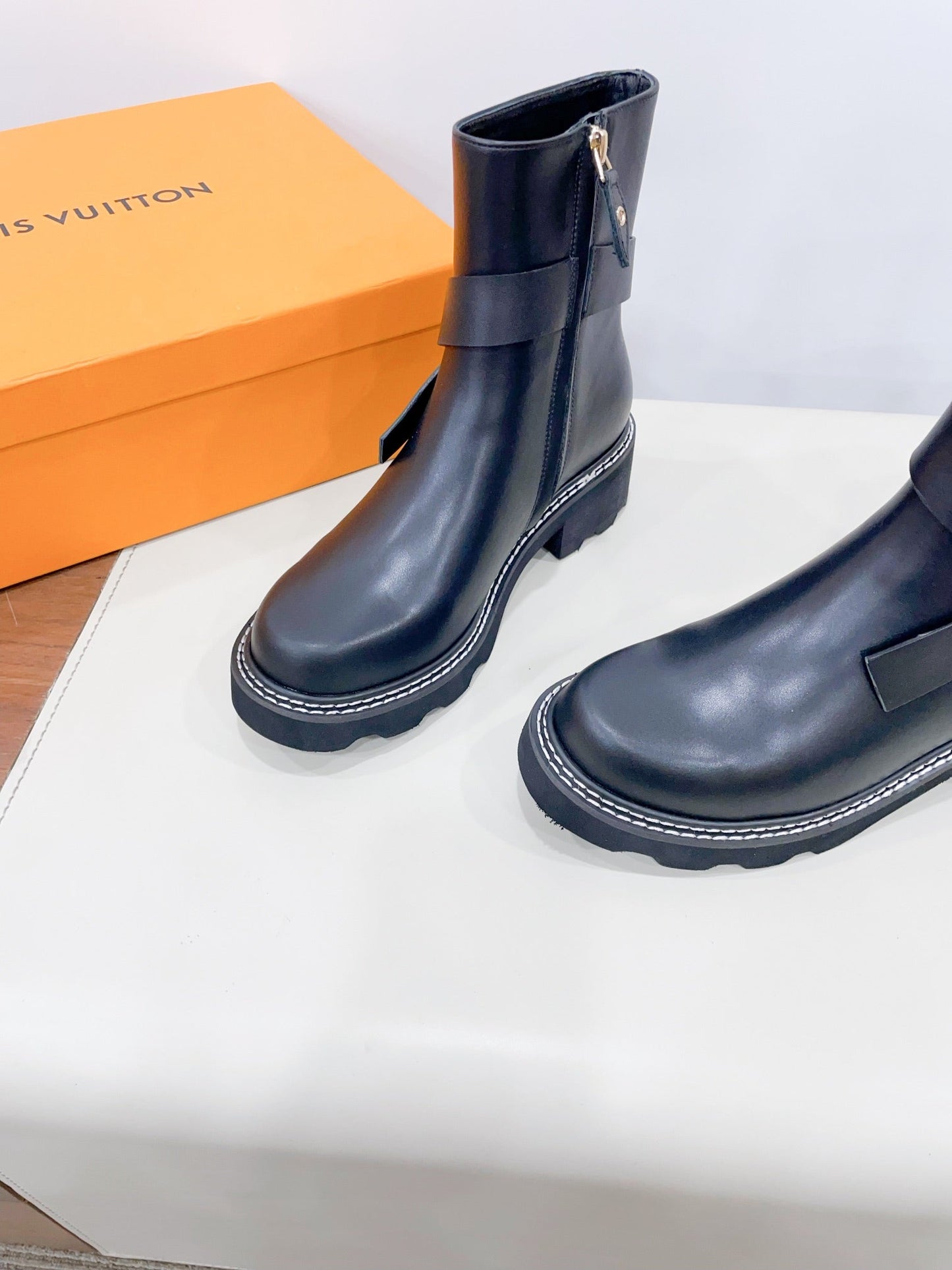 Louis Vuitton Beaubourg Ankle Boot Plain Black Calfskin