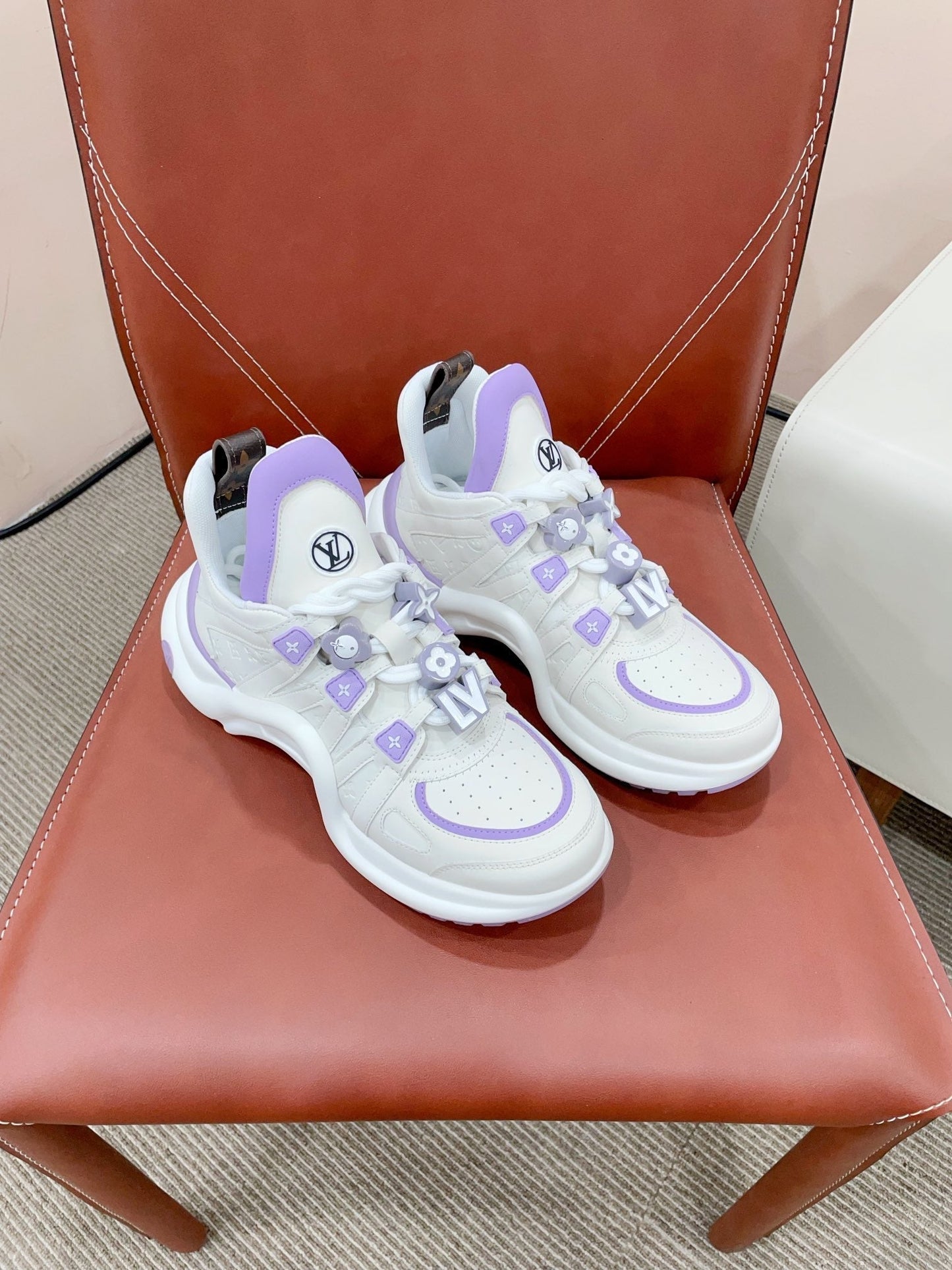 Louis Vuitton Archlight Sports Shoes White With Purple Border Calfskin