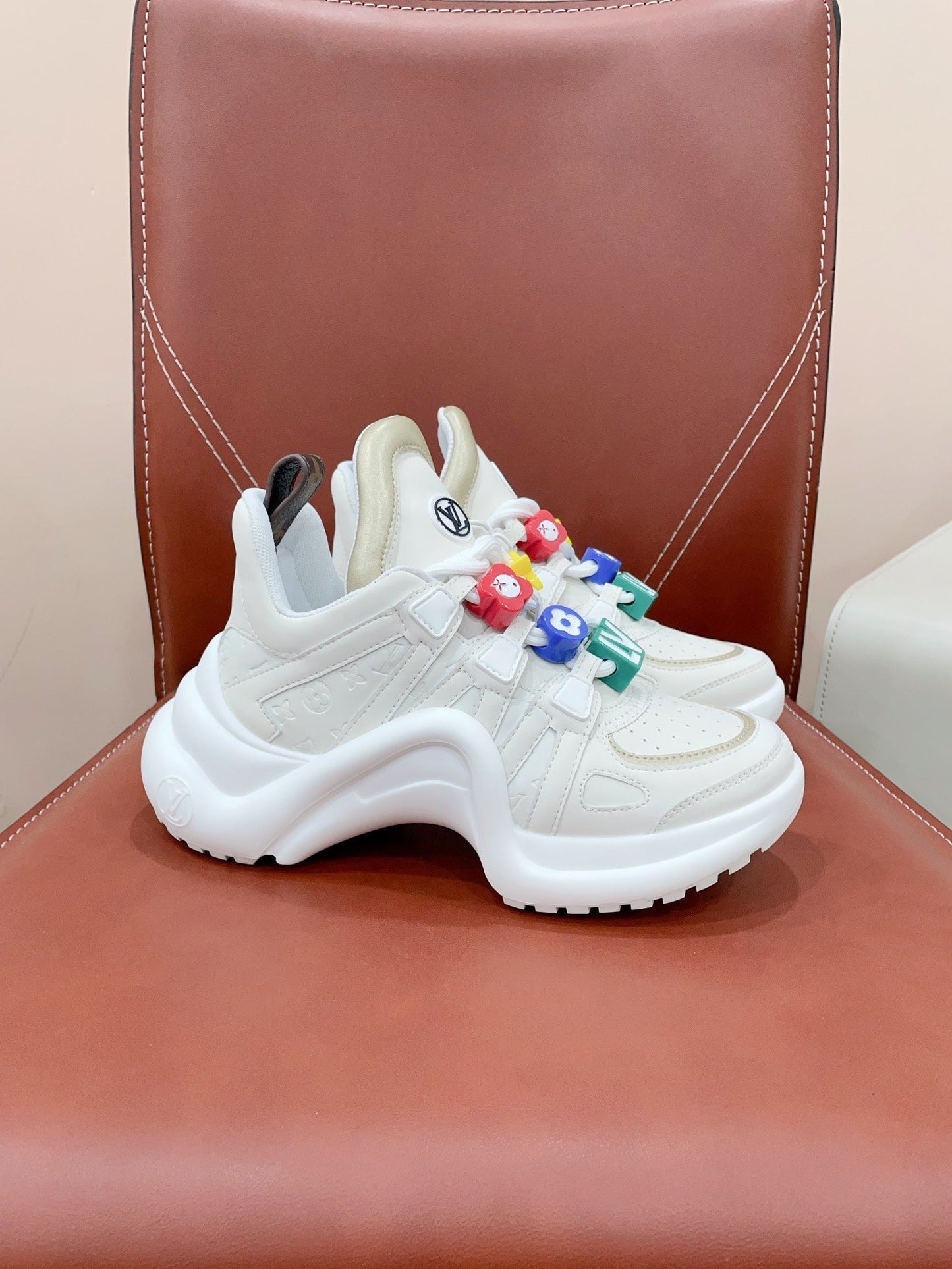 Louis Vuitton Archlight Sports Shoes White With Beige Border Calfskin