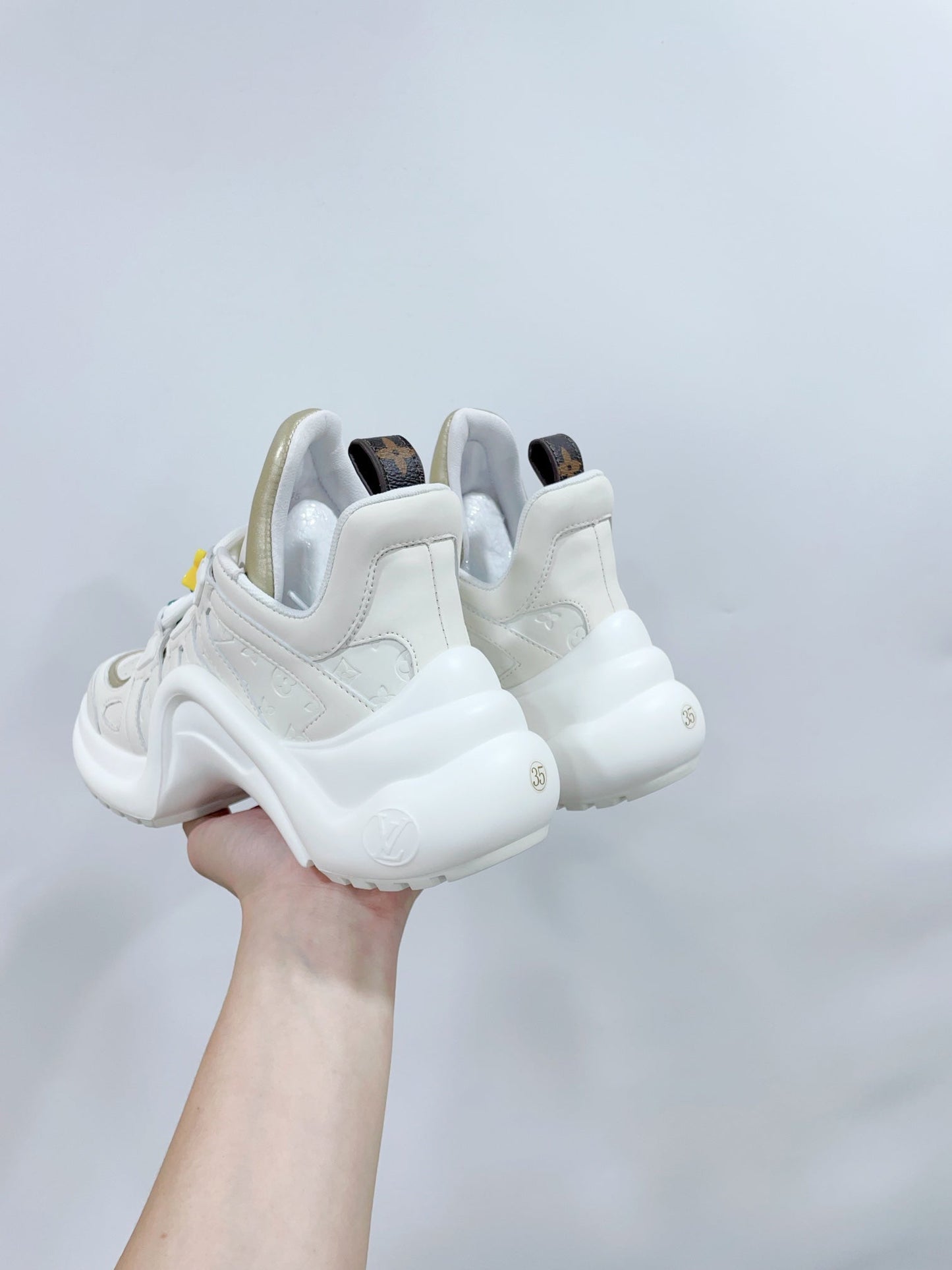 Louis Vuitton Archlight Sports Shoes White With Beige Border Calfskin