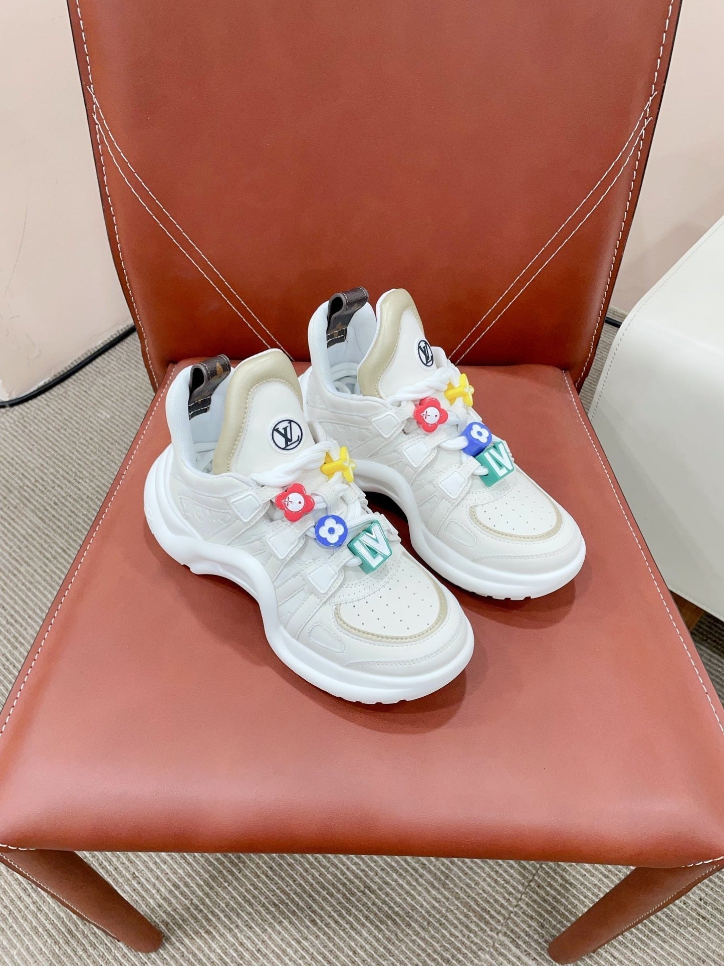 Louis Vuitton Archlight Sports Shoes White With Beige Border Calfskin