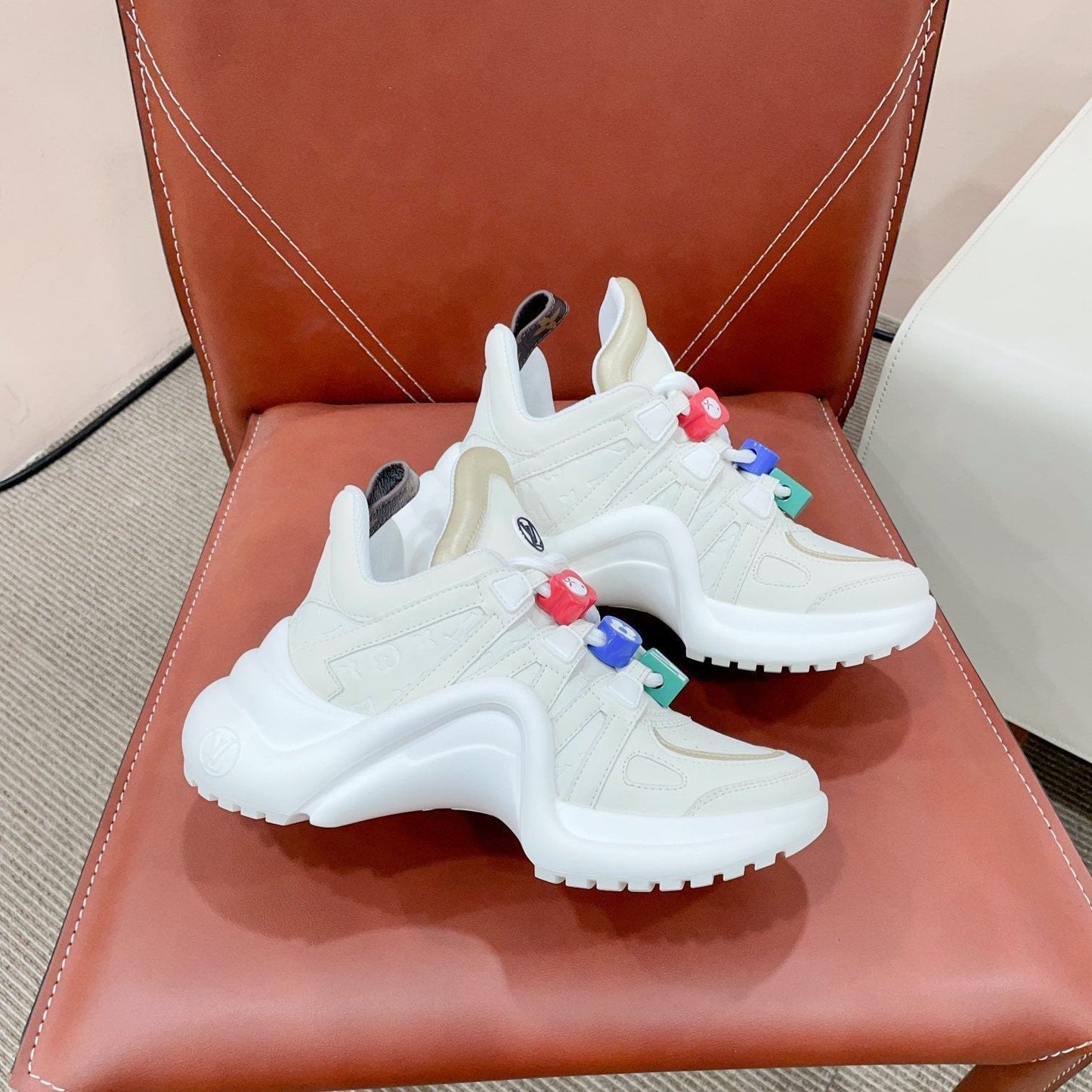 Louis Vuitton Archlight Sports Shoes White With Beige Border Calfskin