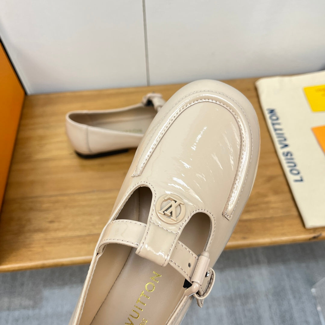 Louis Vuitton Soho Flat Mary Jane Beige Calfskin