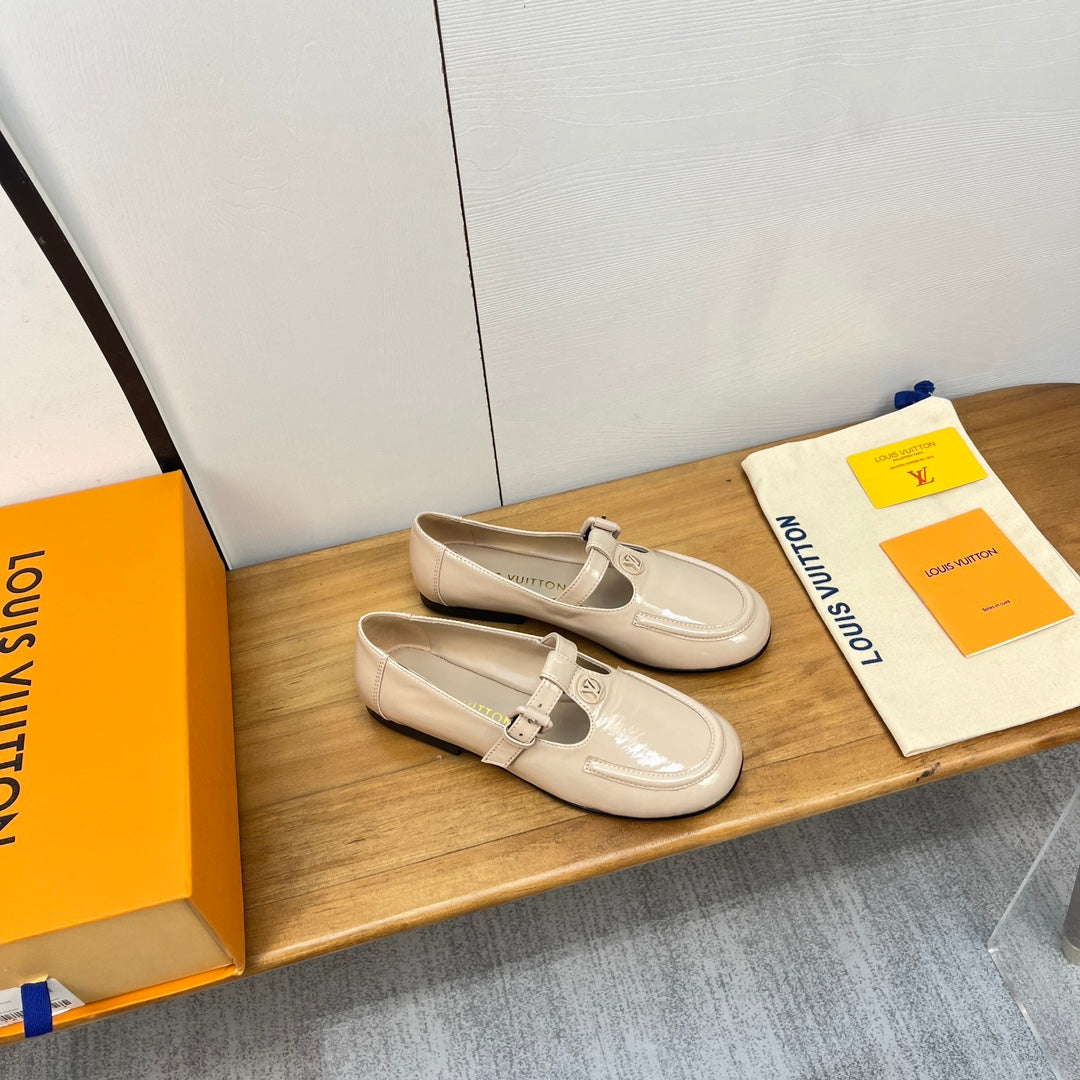 Louis Vuitton Soho Flat Mary Jane Beige Calfskin