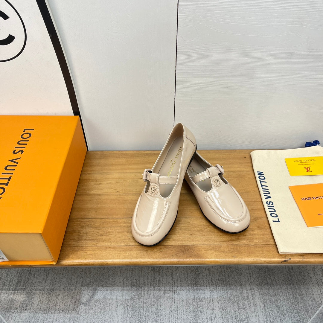 Louis Vuitton Soho Flat Mary Jane Beige Calfskin