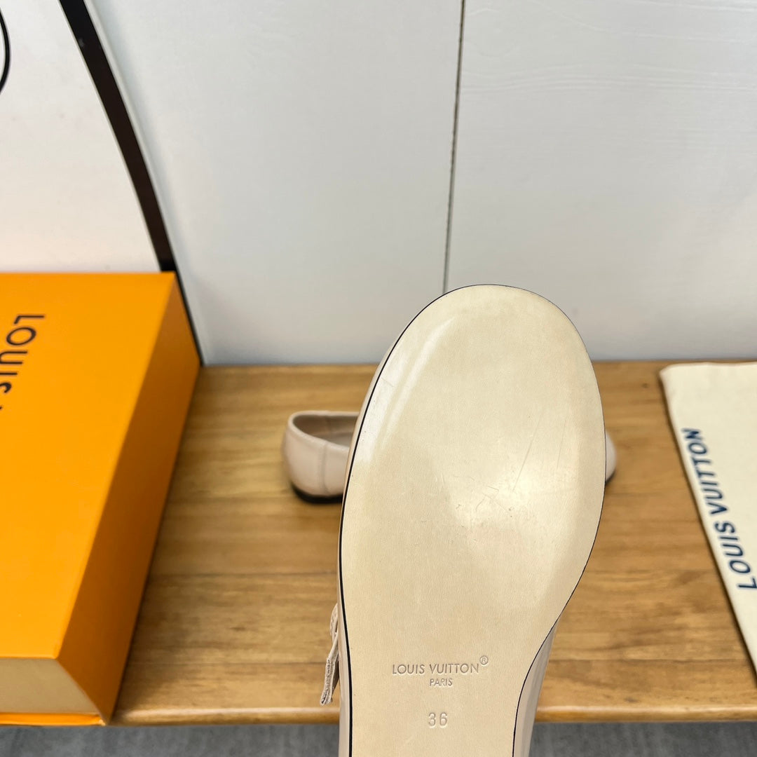 Louis Vuitton Soho Flat Mary Jane Beige Calfskin