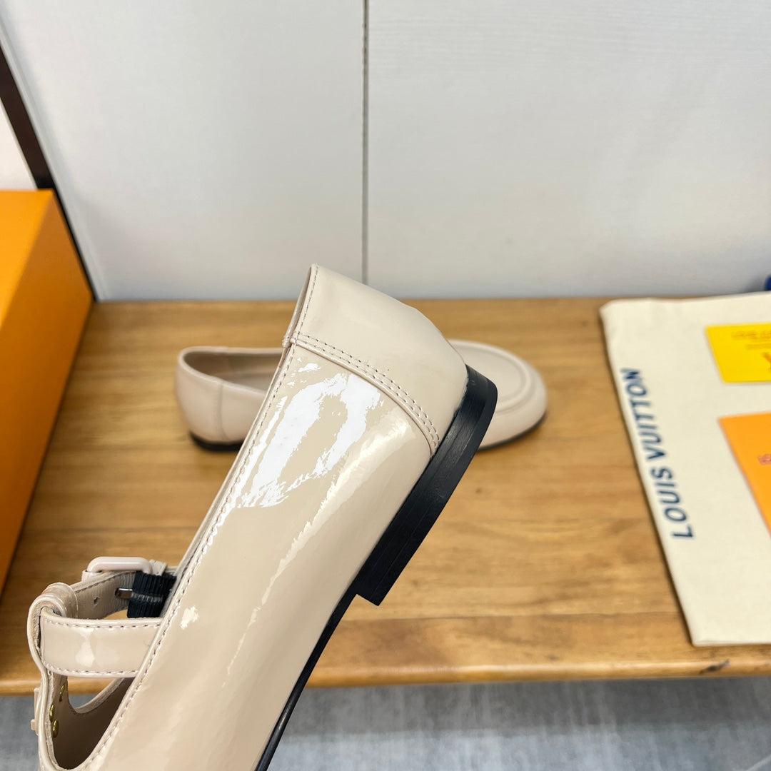 Louis Vuitton Soho Flat Mary Jane Beige Calfskin