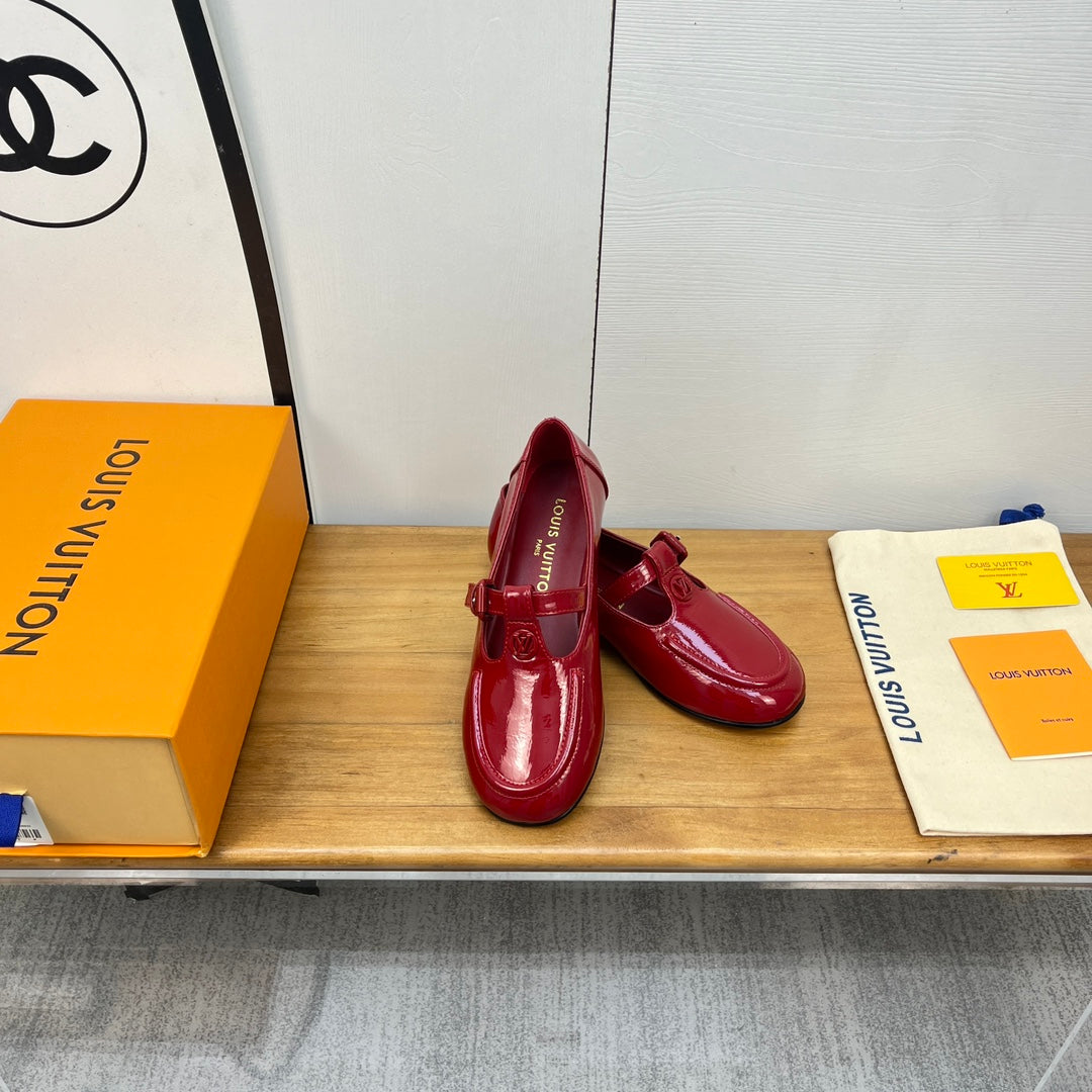 Louis Vuitton Soho Flat Mary Jane Red Calfskin