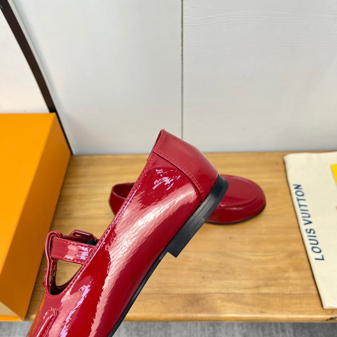 Louis Vuitton Soho Flat Mary Jane Red Calfskin