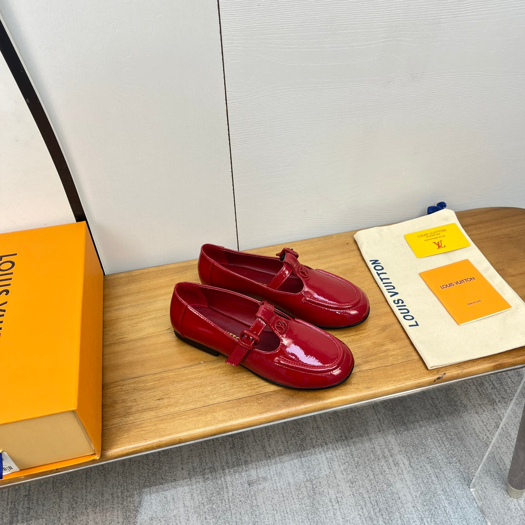 Louis Vuitton Soho Flat Mary Jane Red Calfskin