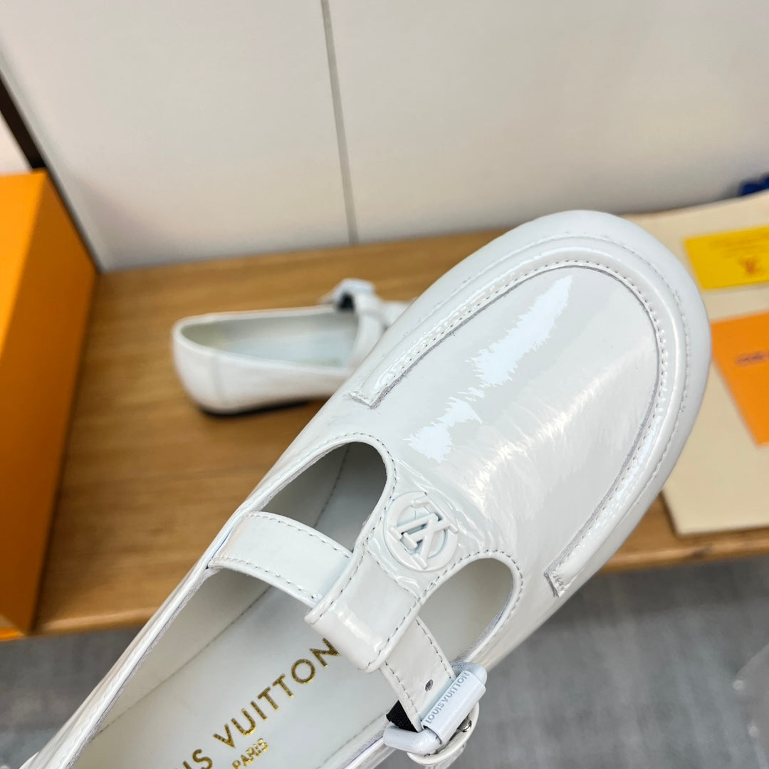 Louis Vuitton Soho Flat Mary Jane White Calfskin