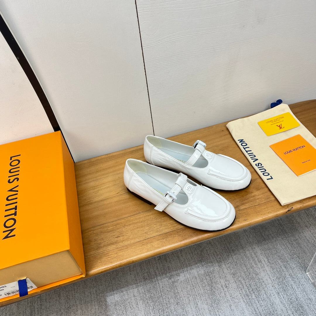 Louis Vuitton Soho Flat Mary Jane White Calfskin