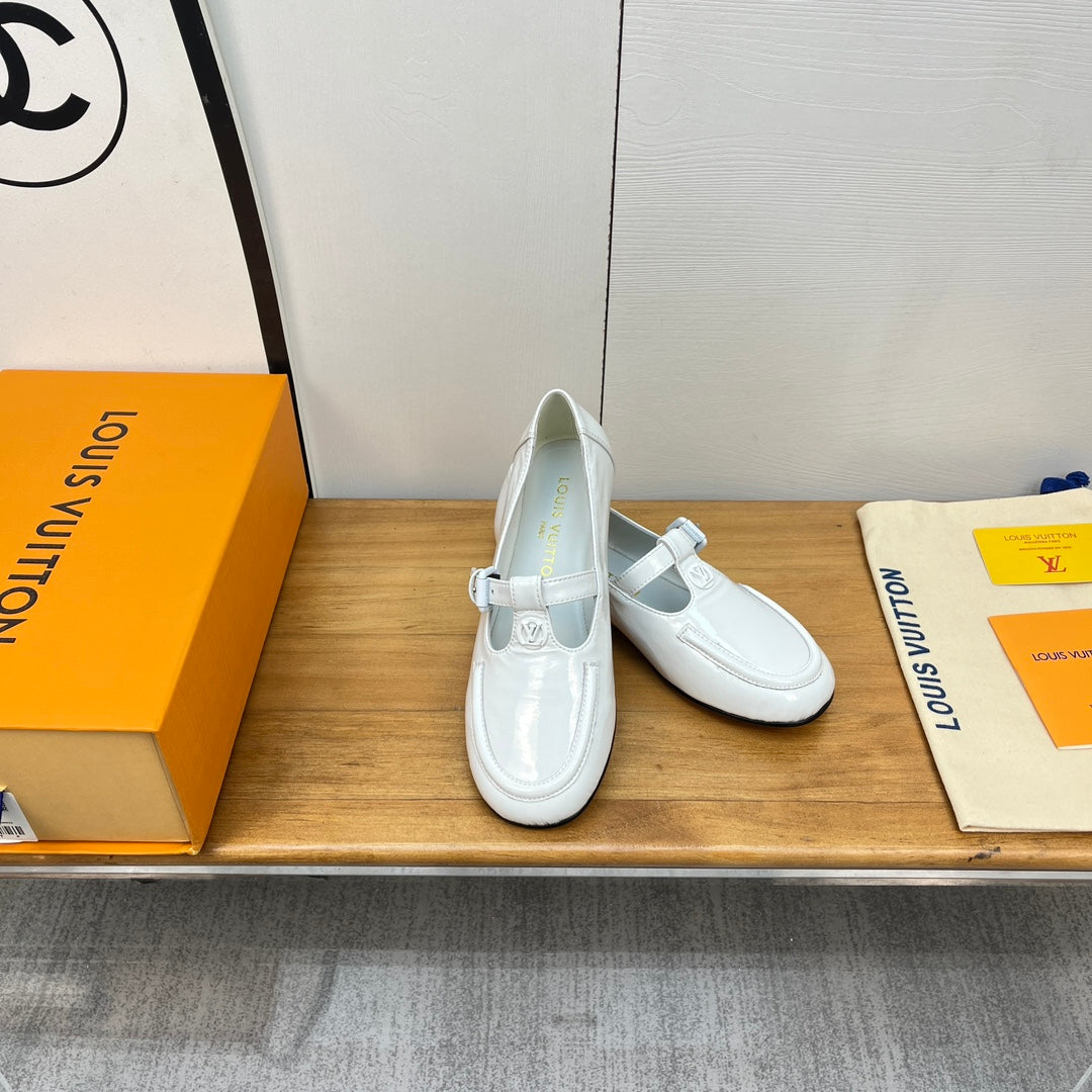 Louis Vuitton Soho Flat Mary Jane White Calfskin