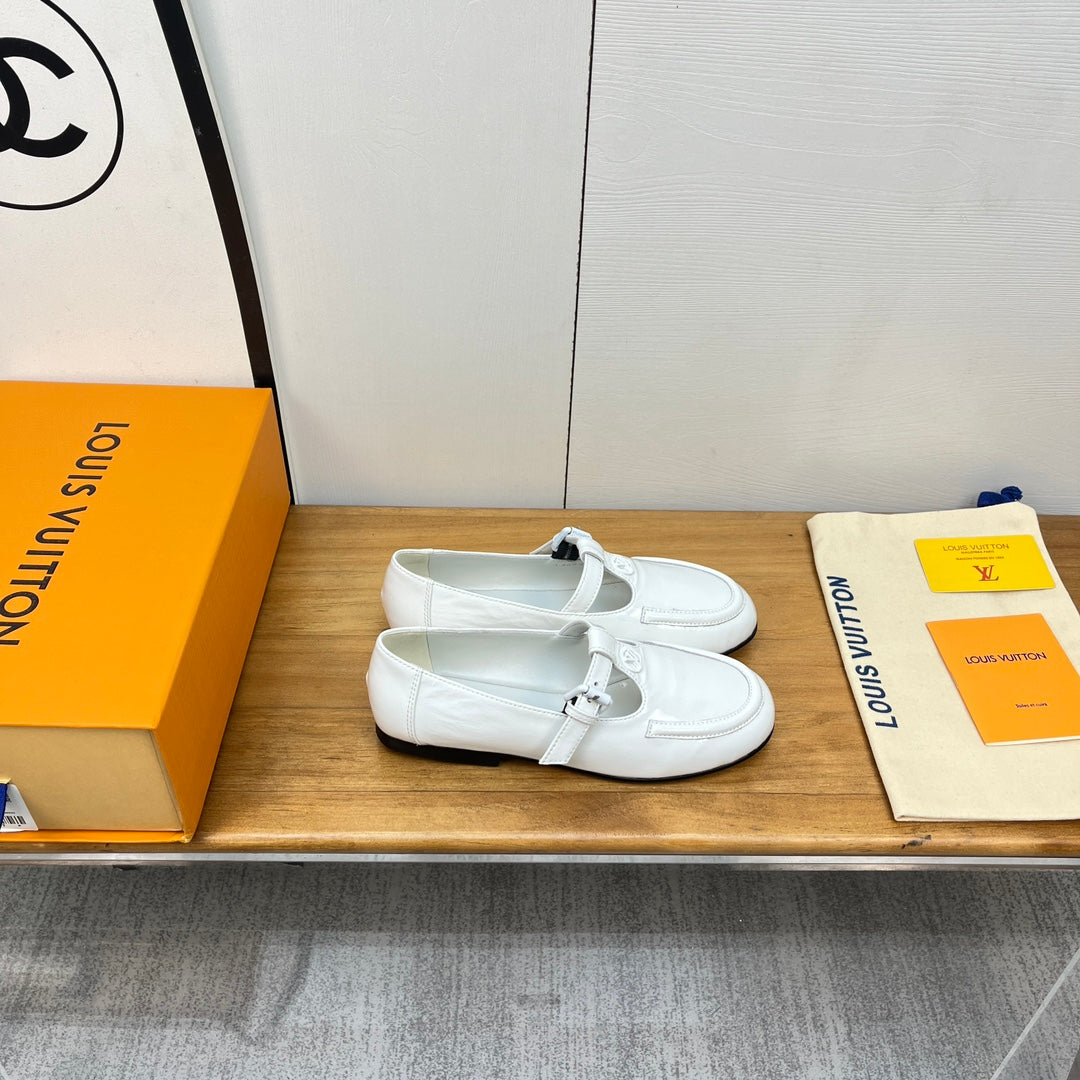 Louis Vuitton Soho Flat Mary Jane White Calfskin