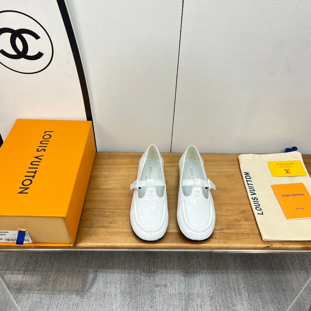 Louis Vuitton Soho Flat Mary Jane White Calfskin