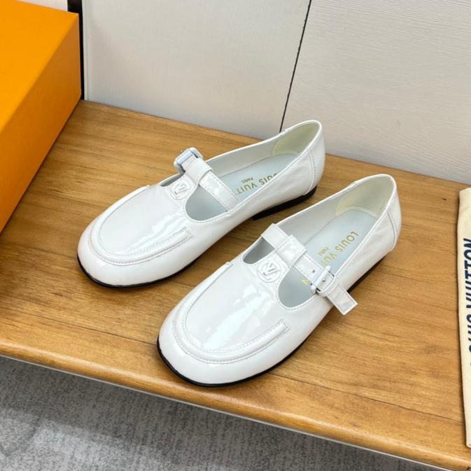 Louis Vuitton Soho Flat Mary Jane White Calfskin