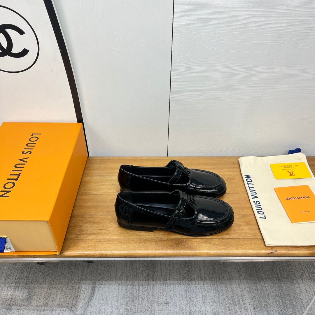 Louis Vuitton Soho Flat Mary Jane Black Calfskin