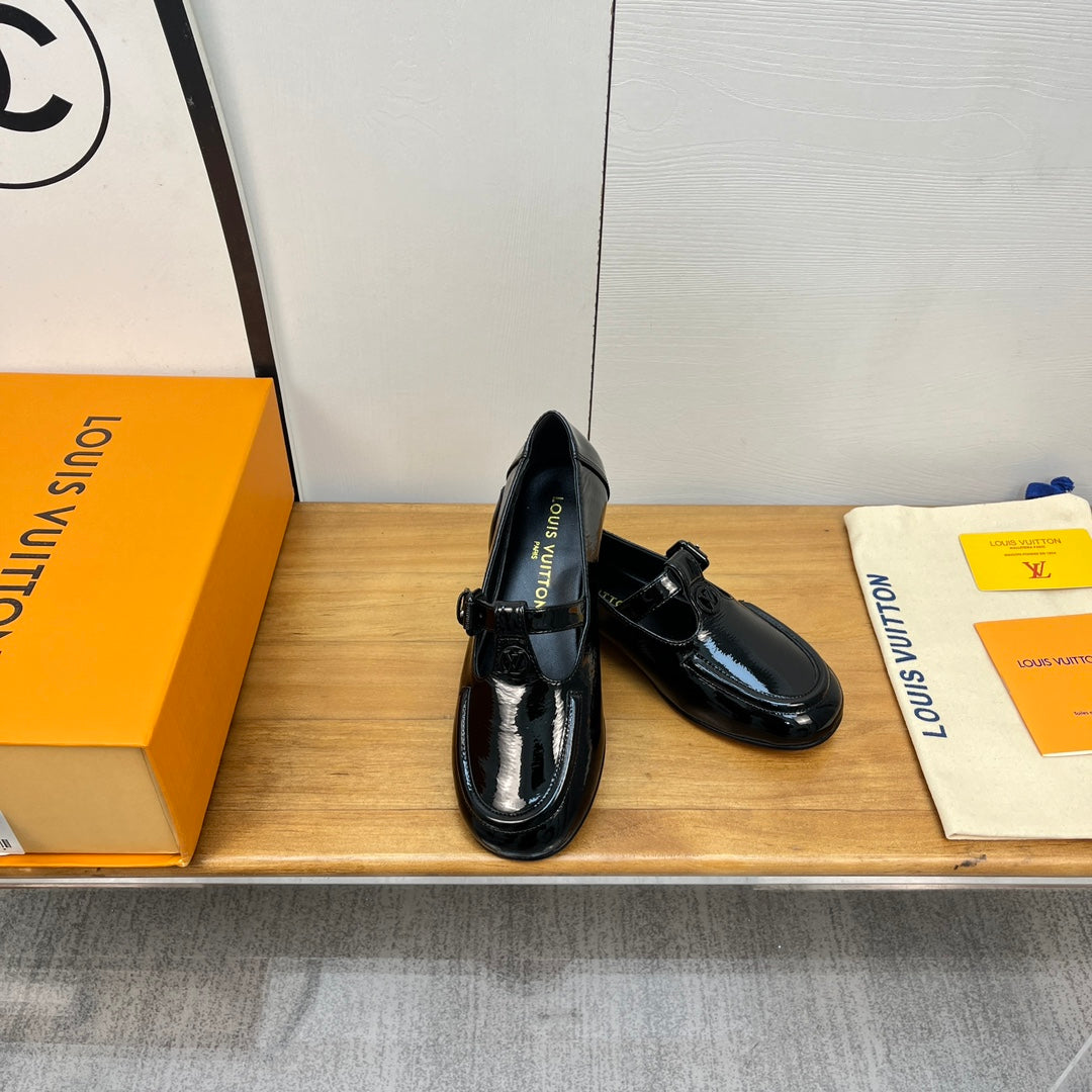 Louis Vuitton Soho Flat Mary Jane Black Calfskin