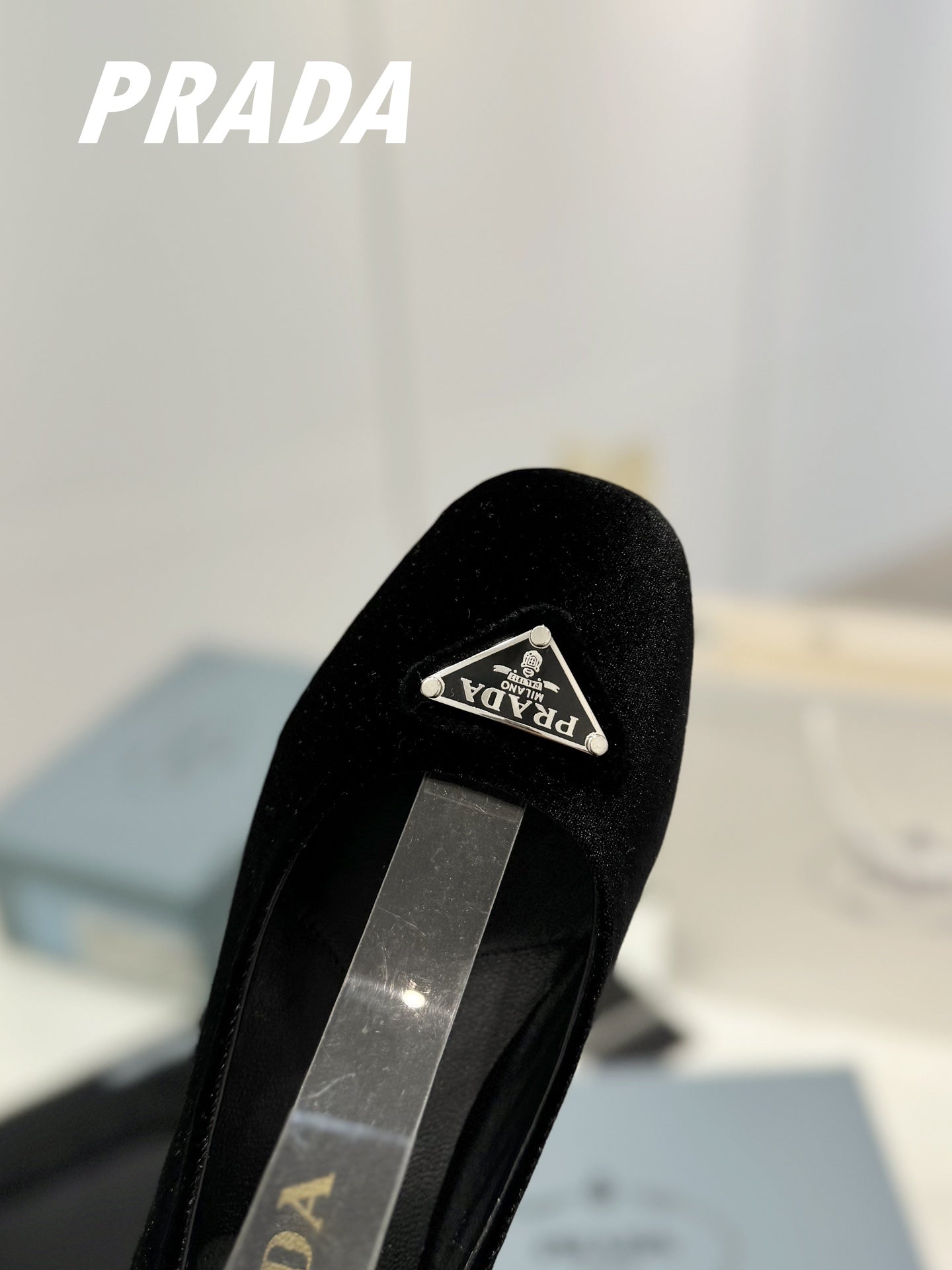 PRADA Pumps 40 Square Sole Black Velvet