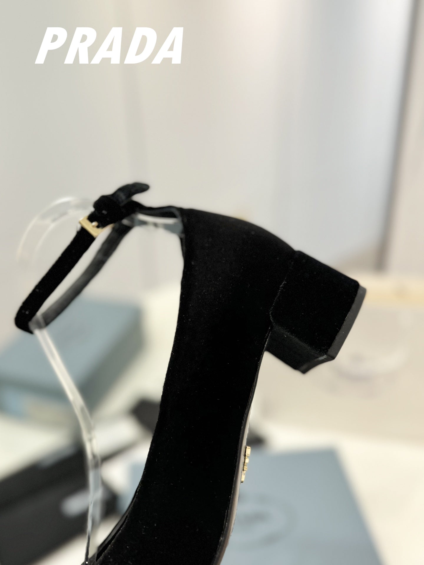 PRADA Pumps 40 Square Sole Black Velvet