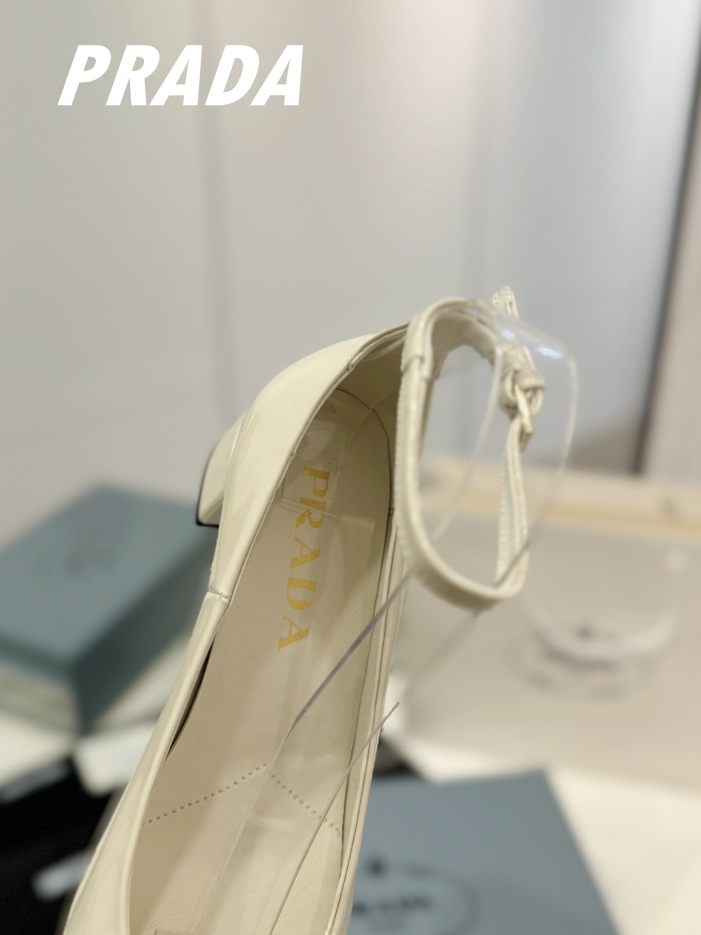 PRADA Ballerina Pumps 40 White Patent Calfskin