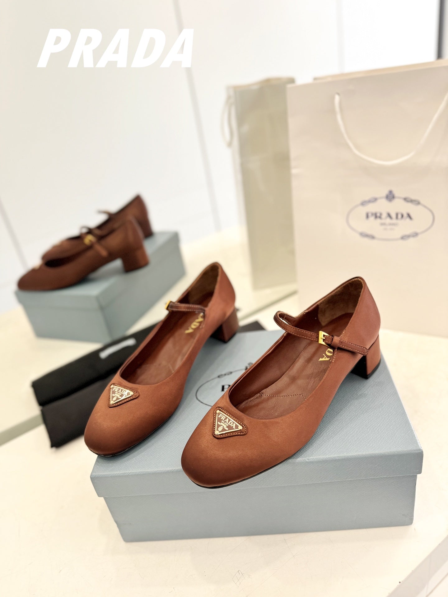 PRADA Ballerina Pumps 40 Rust Suede Fabric
