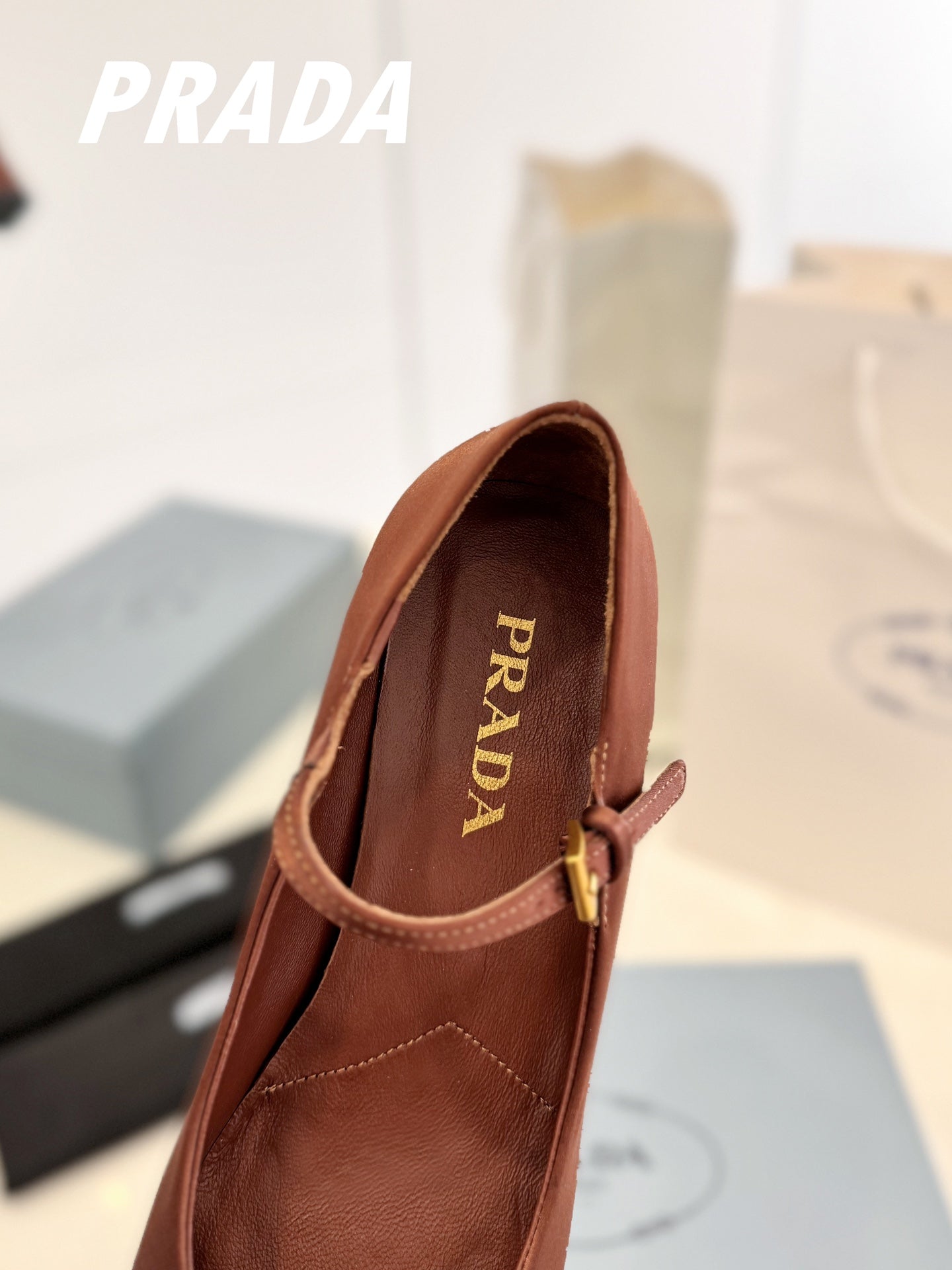 PRADA Ballerina Pumps 40 Rust Suede Fabric