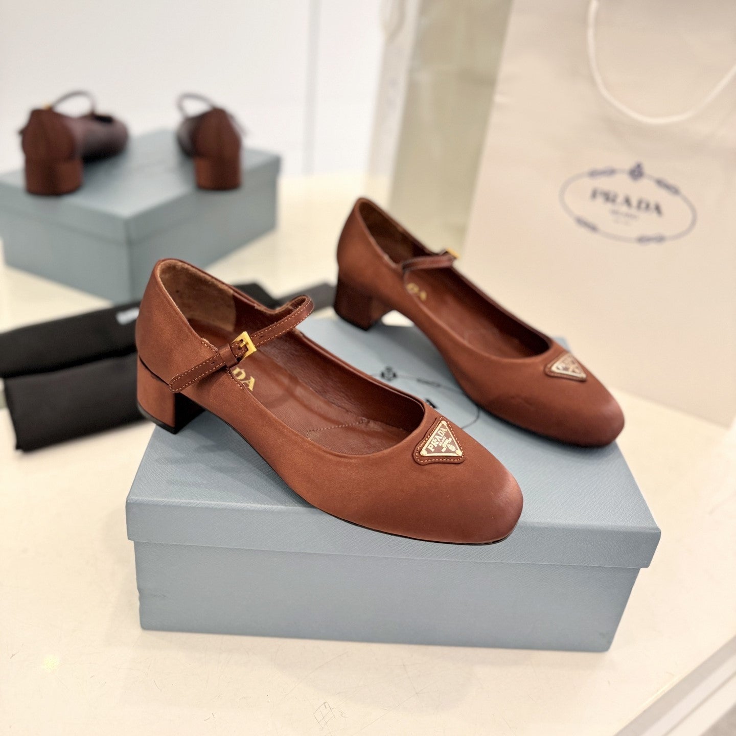 PRADA Ballerina Pumps 40 Rust Suede Fabric