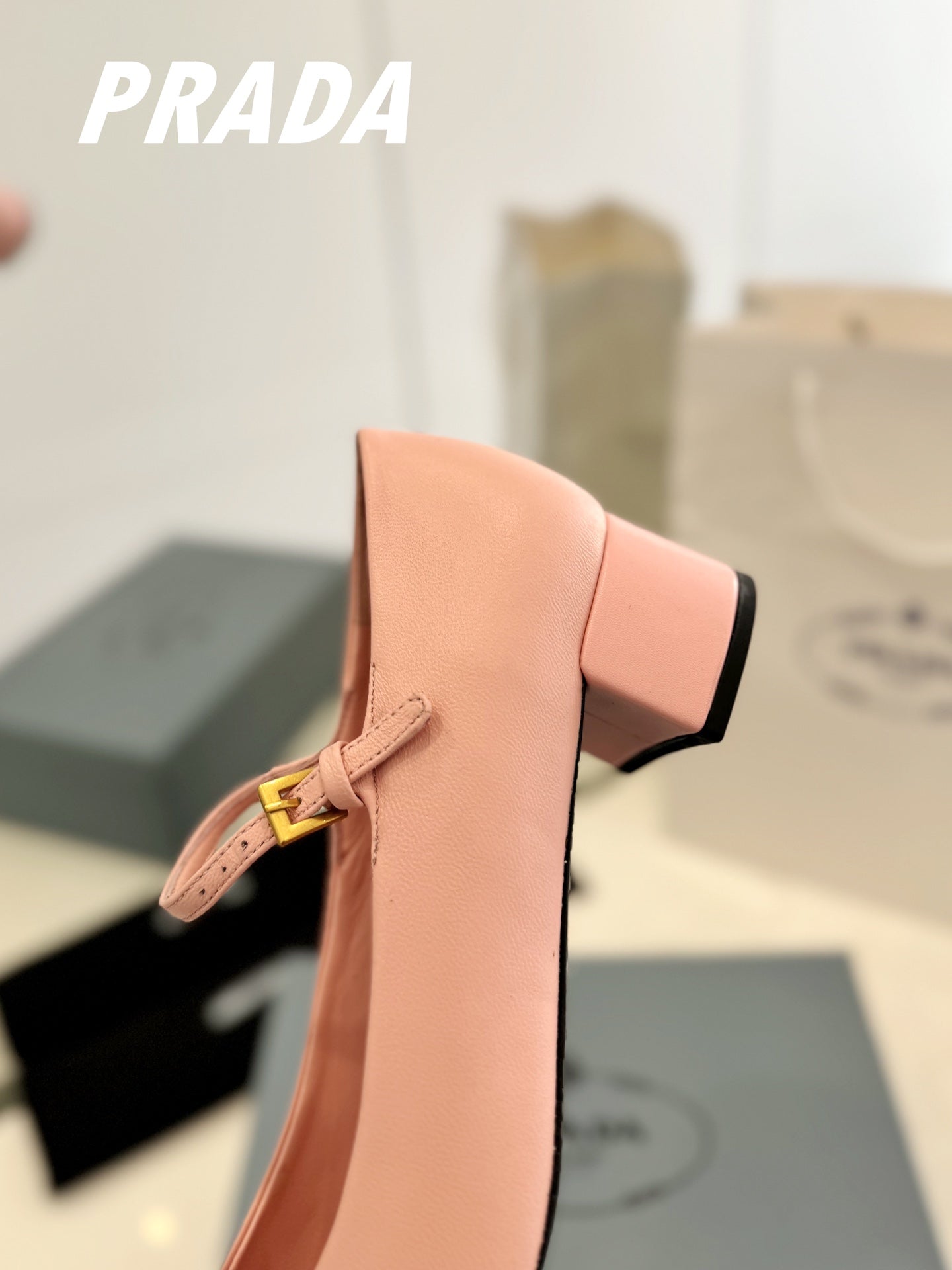 PRADA Ballerina Pumps 40 Pink Lambskin