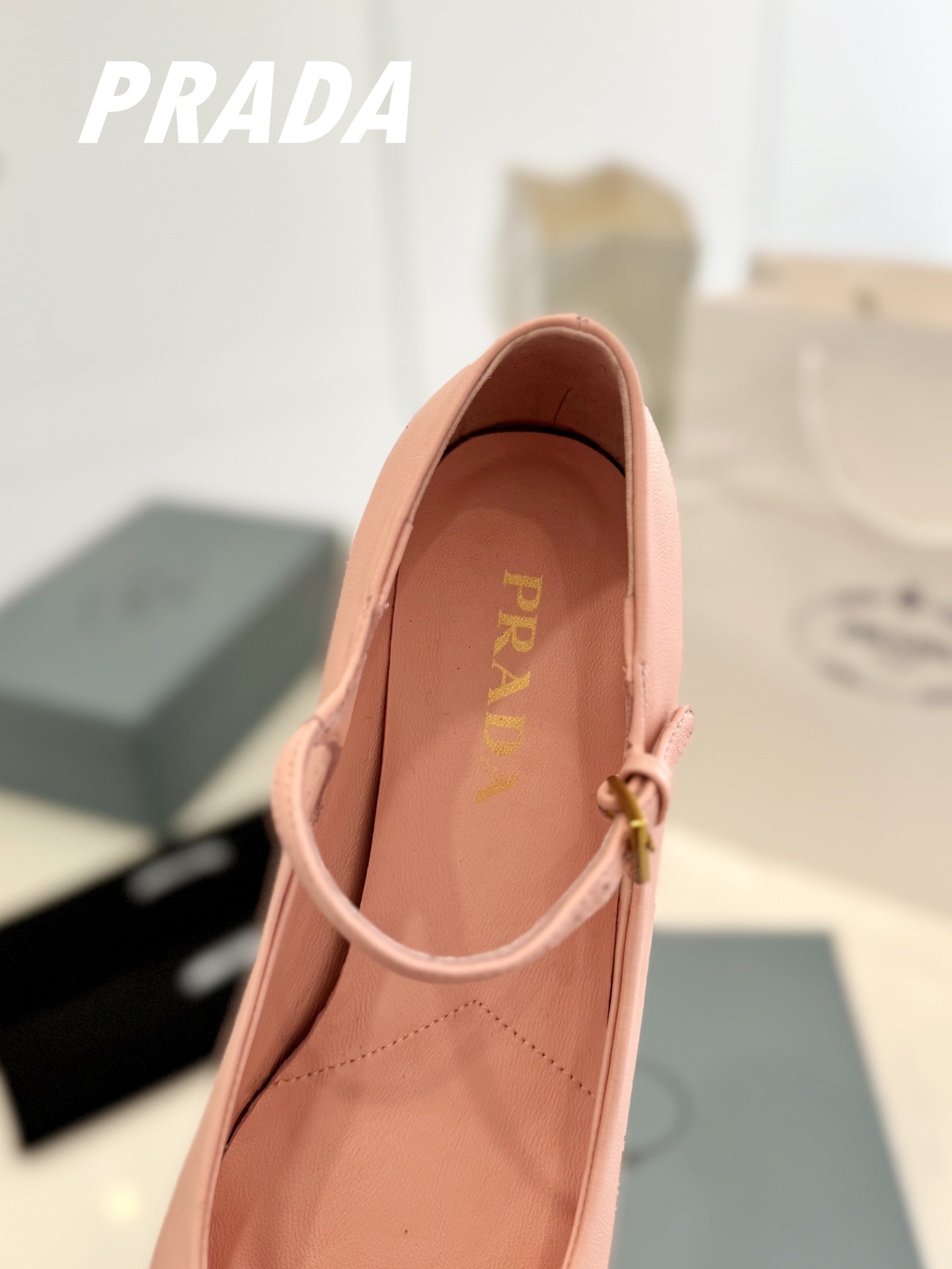 PRADA Ballerina Pumps 40 Pink Lambskin