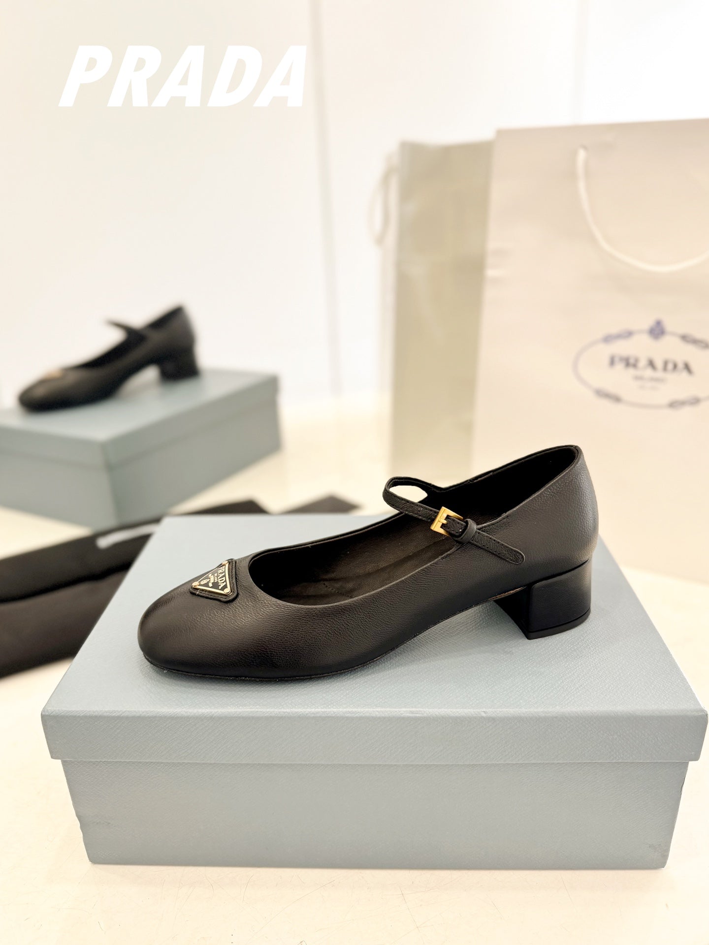 PRADA Ballerina Pumps 40 Black Lambskin