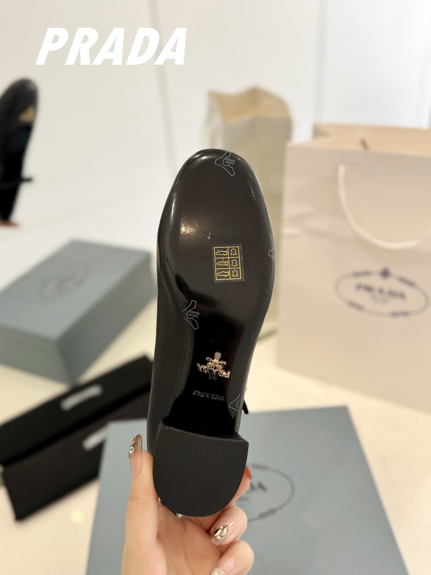 PRADA Ballerina Pumps 40 Black Lambskin