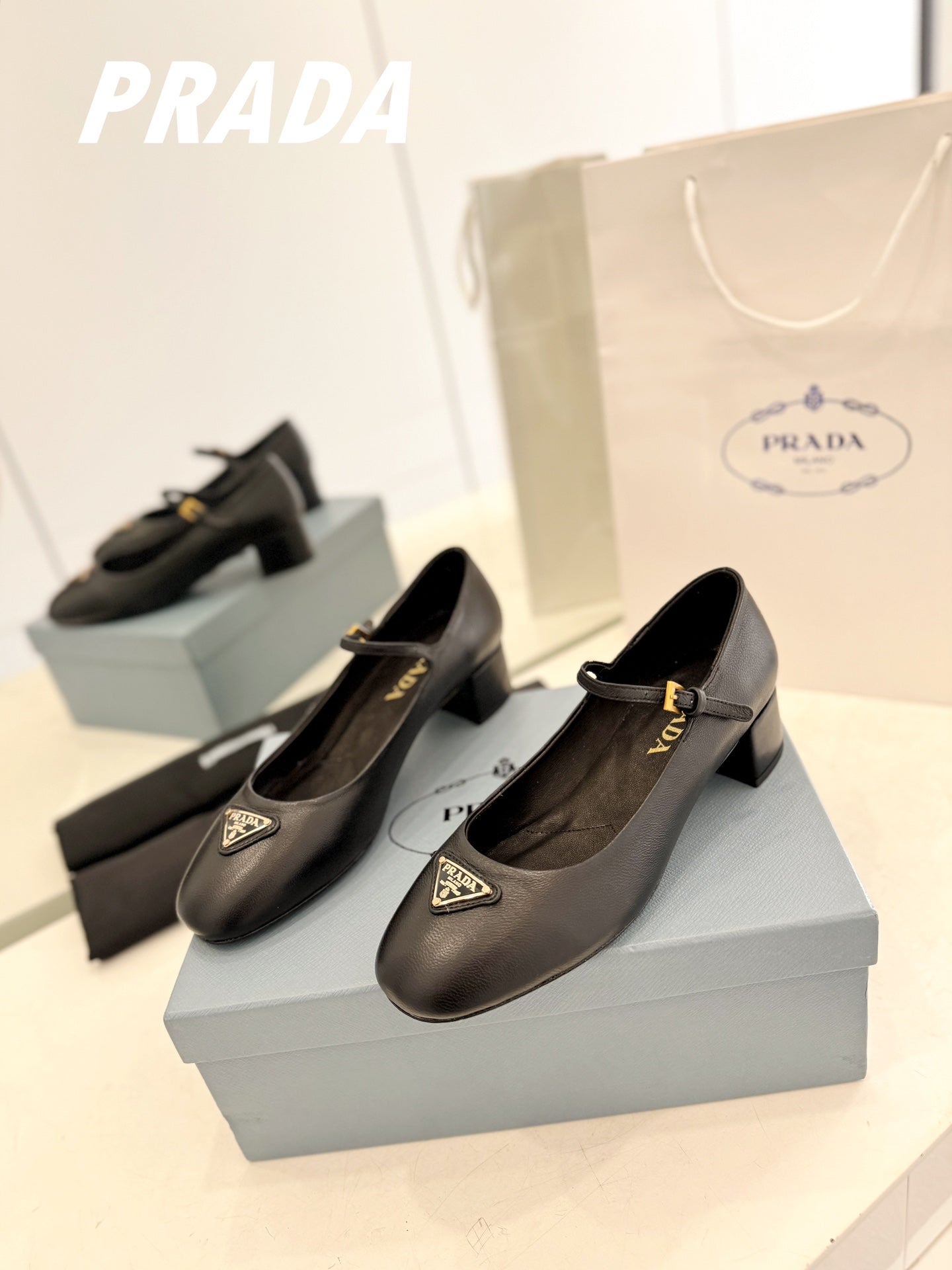 PRADA Ballerina Pumps 40 Black Lambskin