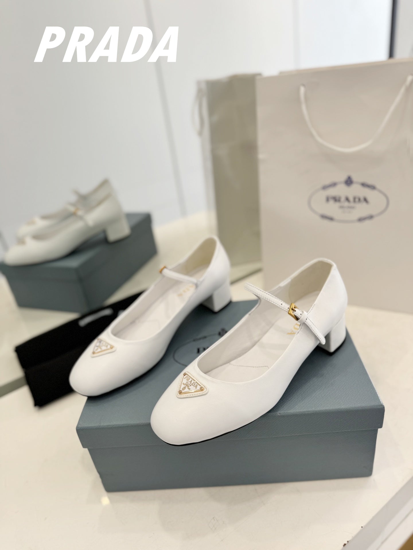 PRADA Ballerina Pumps 40 White Lambskin
