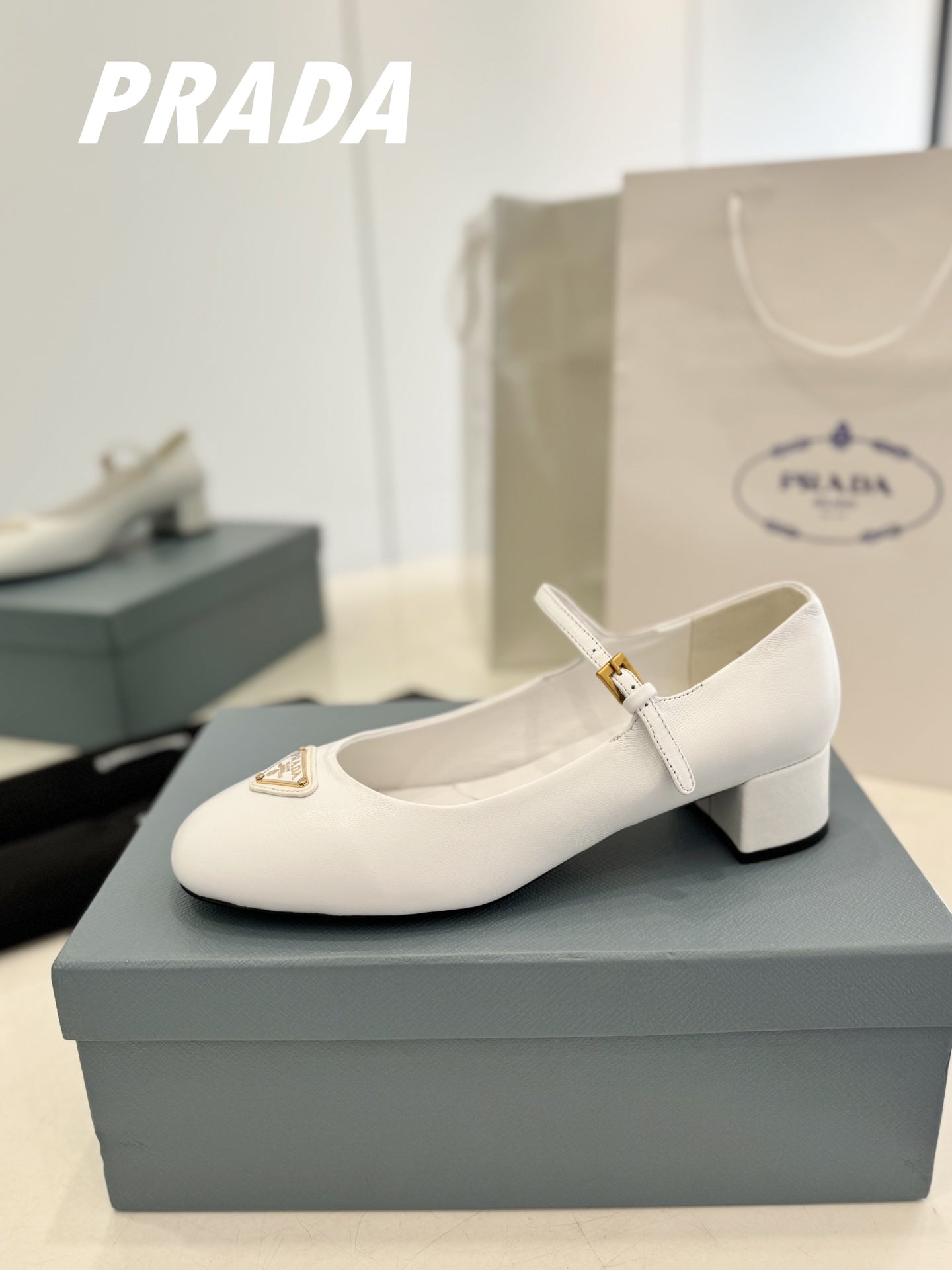 PRADA Ballerina Pumps 40 White Lambskin