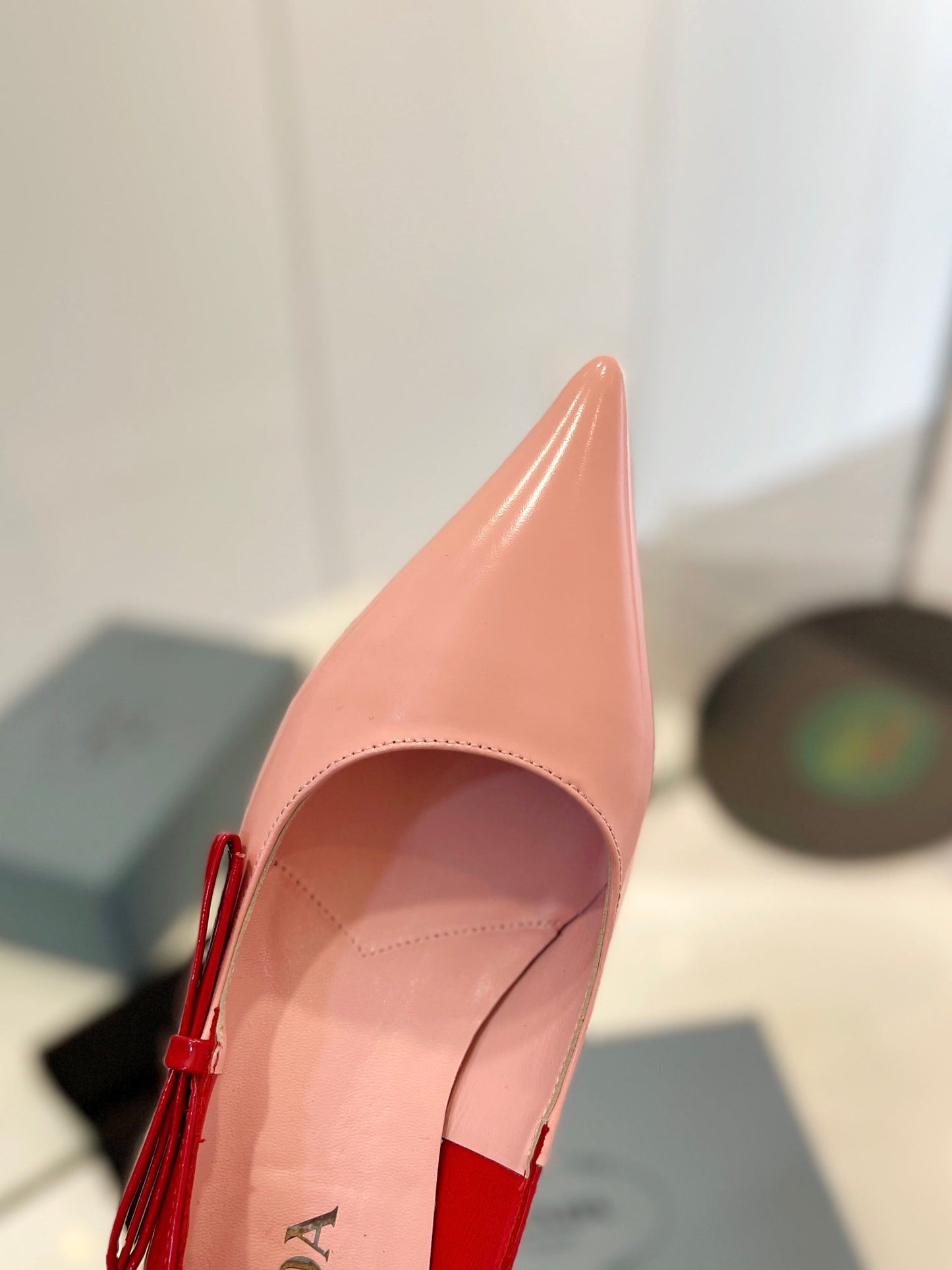 PRADA Pump 45 Square Sole Pink Red Patent Leather
