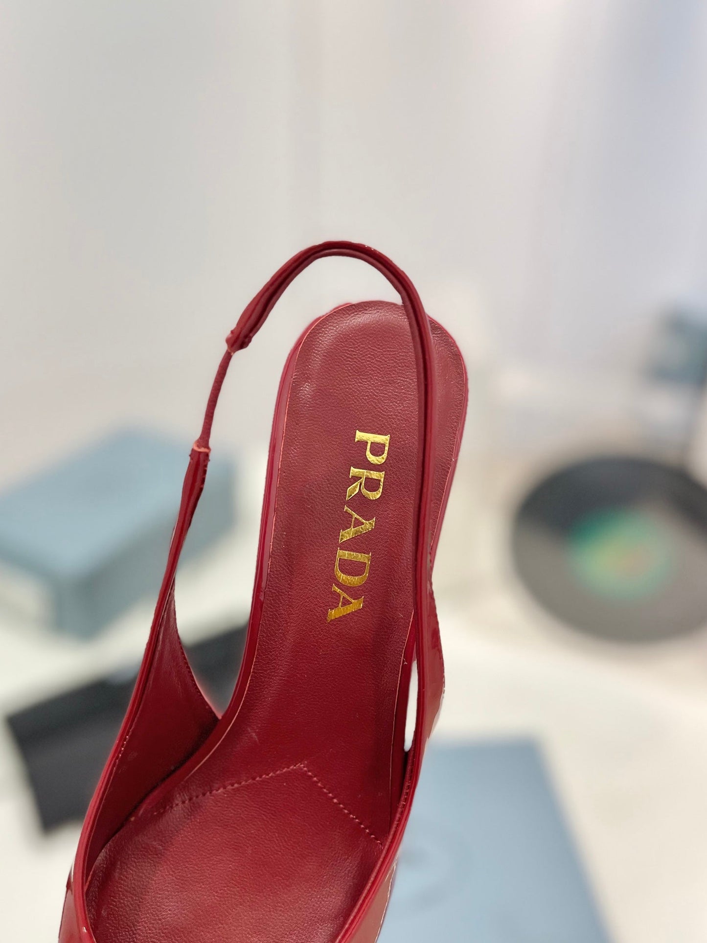 PRADA Slingback Pumps 75 Red Patent Leather