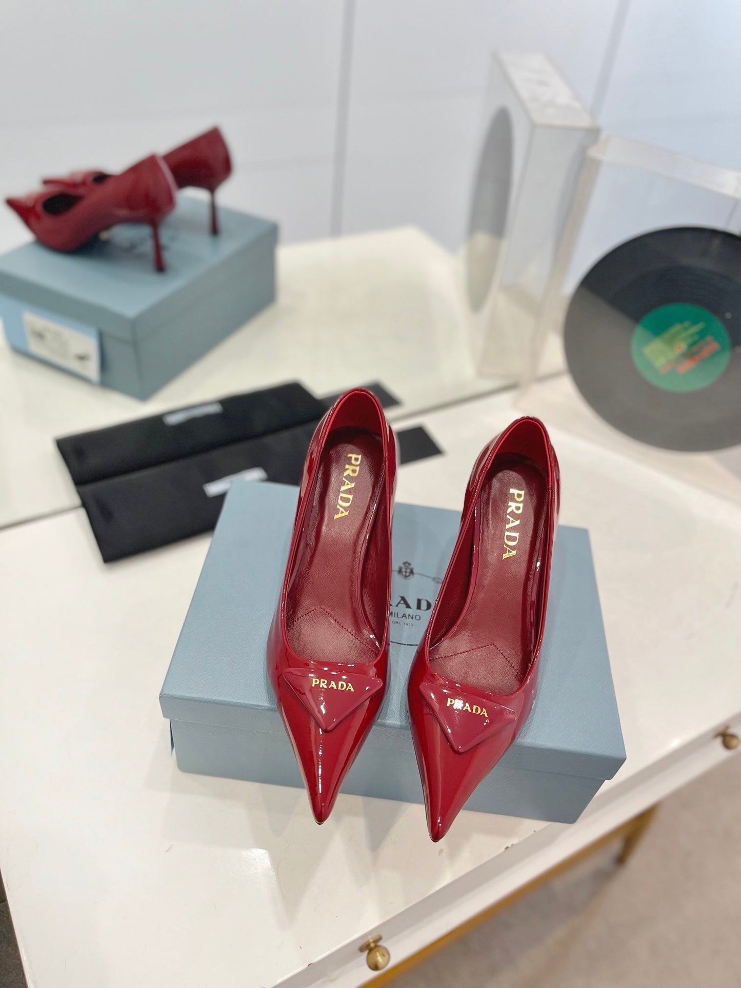 PRADA Pumps 75 Red Patent Leather