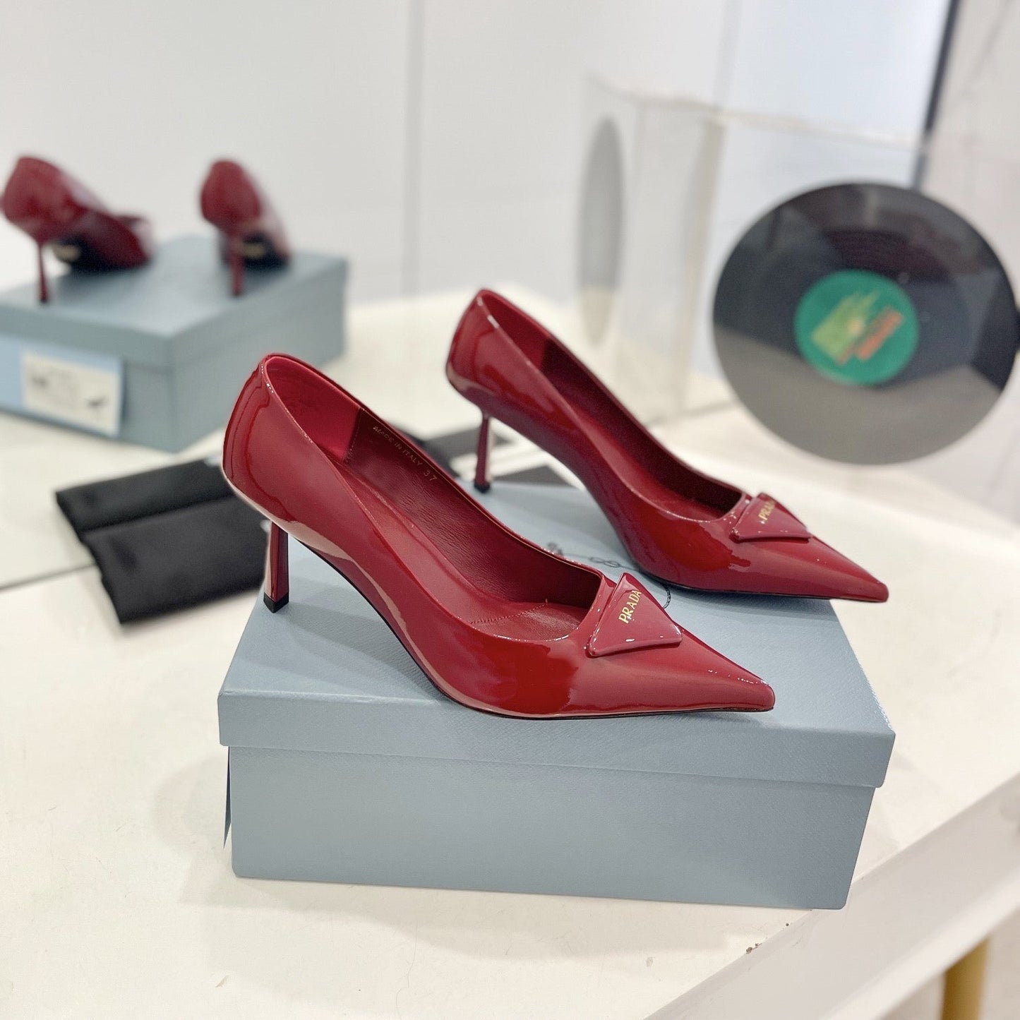 PRADA Pumps 75 Red Patent Leather