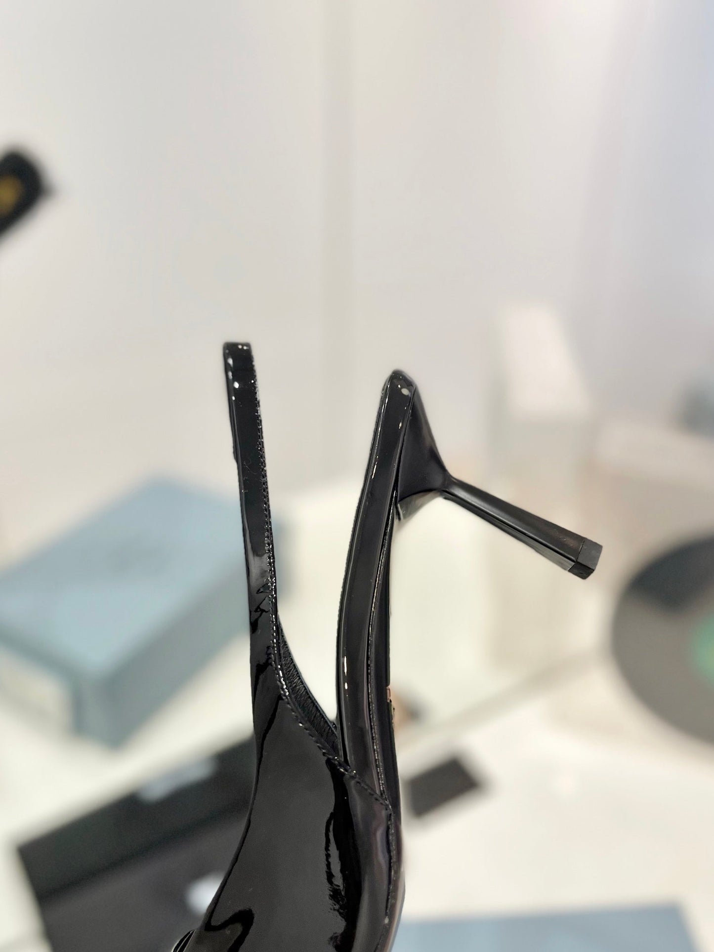 PRADA Slingback Pumps 75 Black Patent Leather