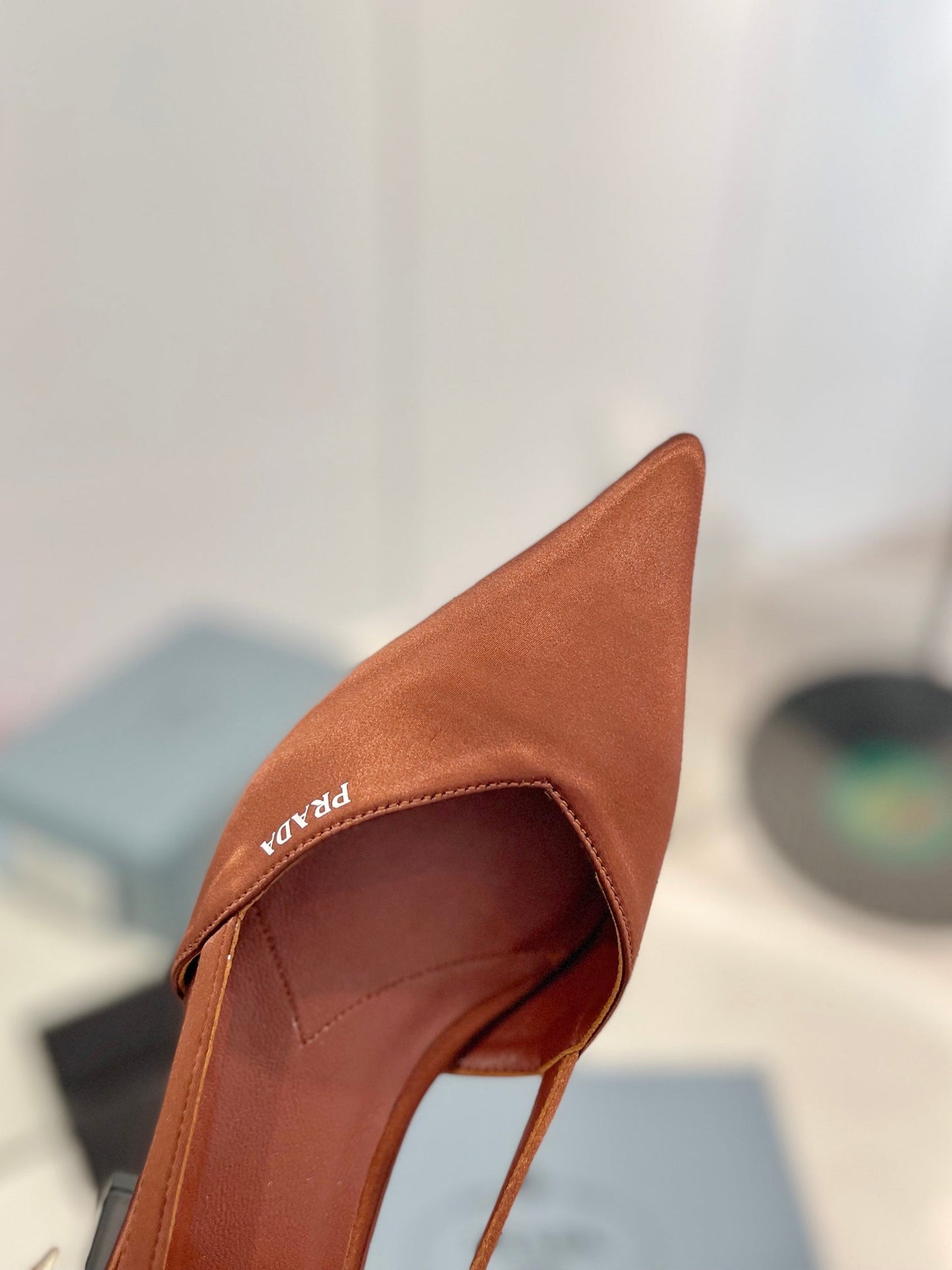 PRADA Pumps 50 Square Sole Brown Suede Fabric