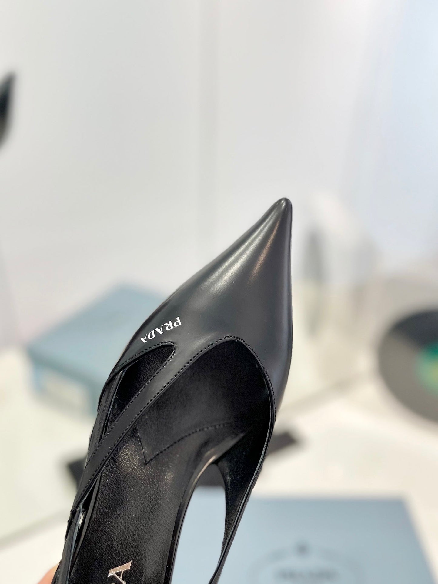 PRADA Pumps 50 Square Sole Black Patent Leather