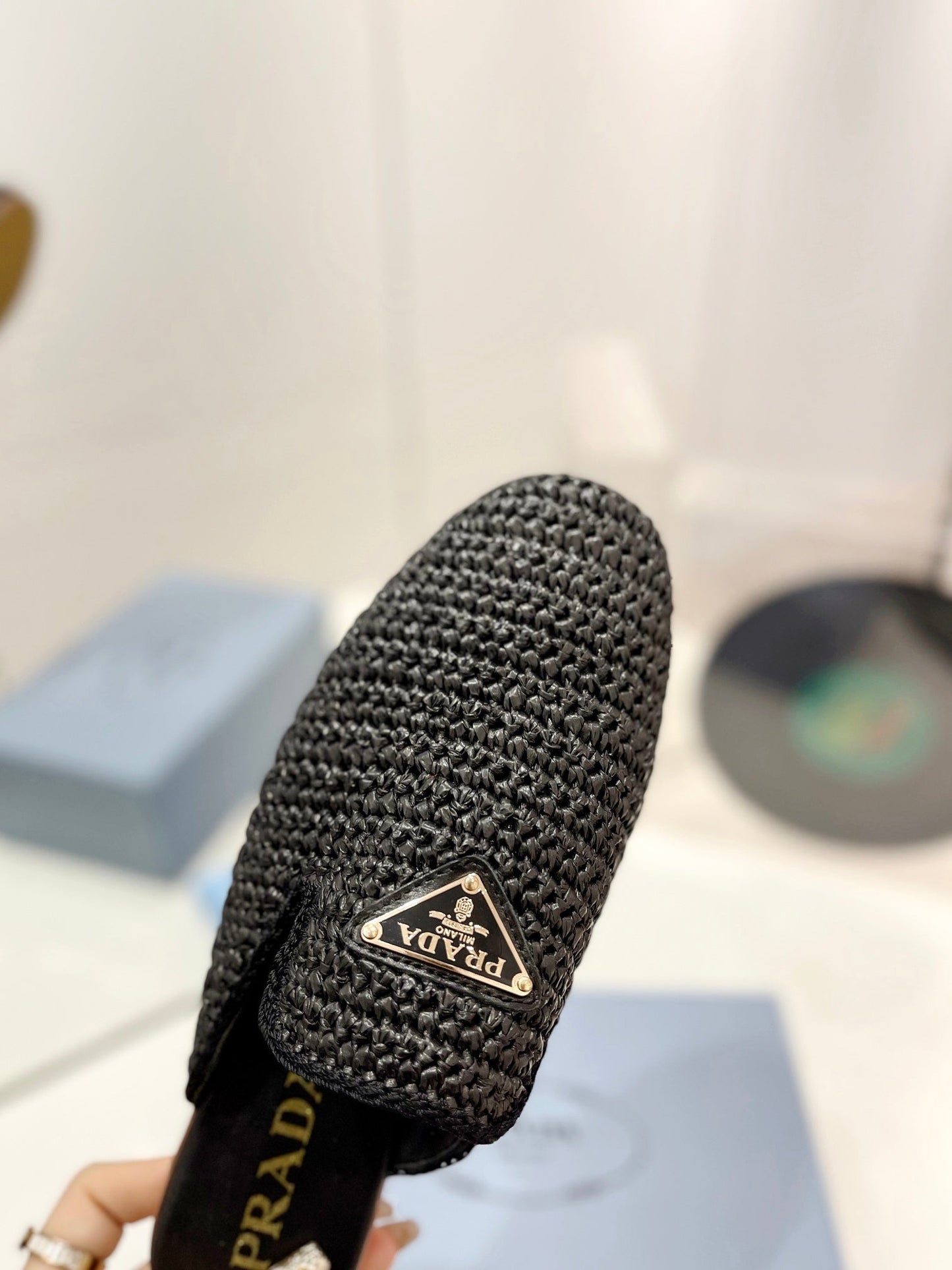 PRADA Crochet Mules 5mm Black