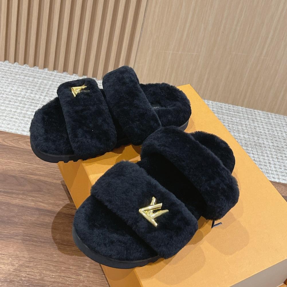 Louis Vuitton Sunset Flat Comfort Mule Black Wool